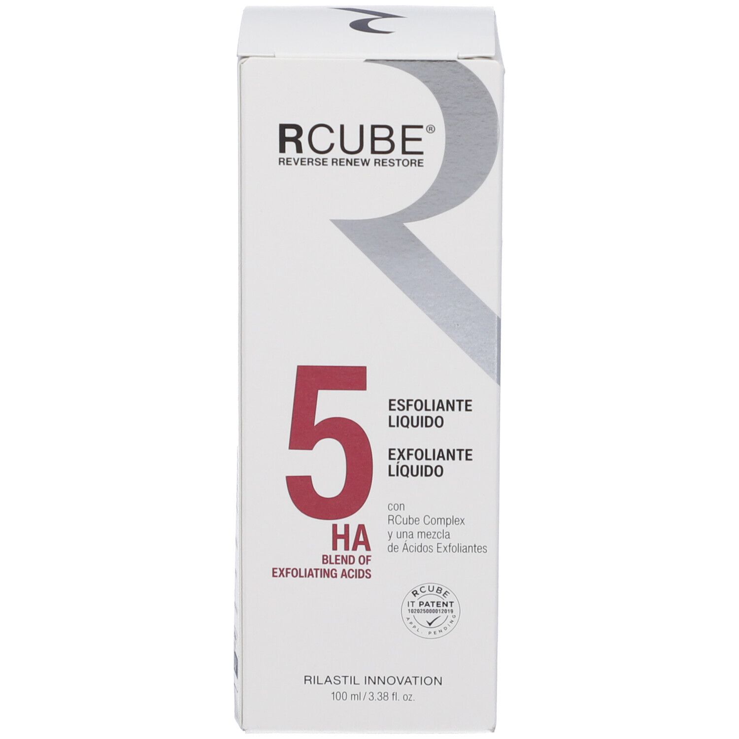Confezione RCube 5 HA Esfoliante Liquido con "BLEND OF EXFOLIATING ACIDS".