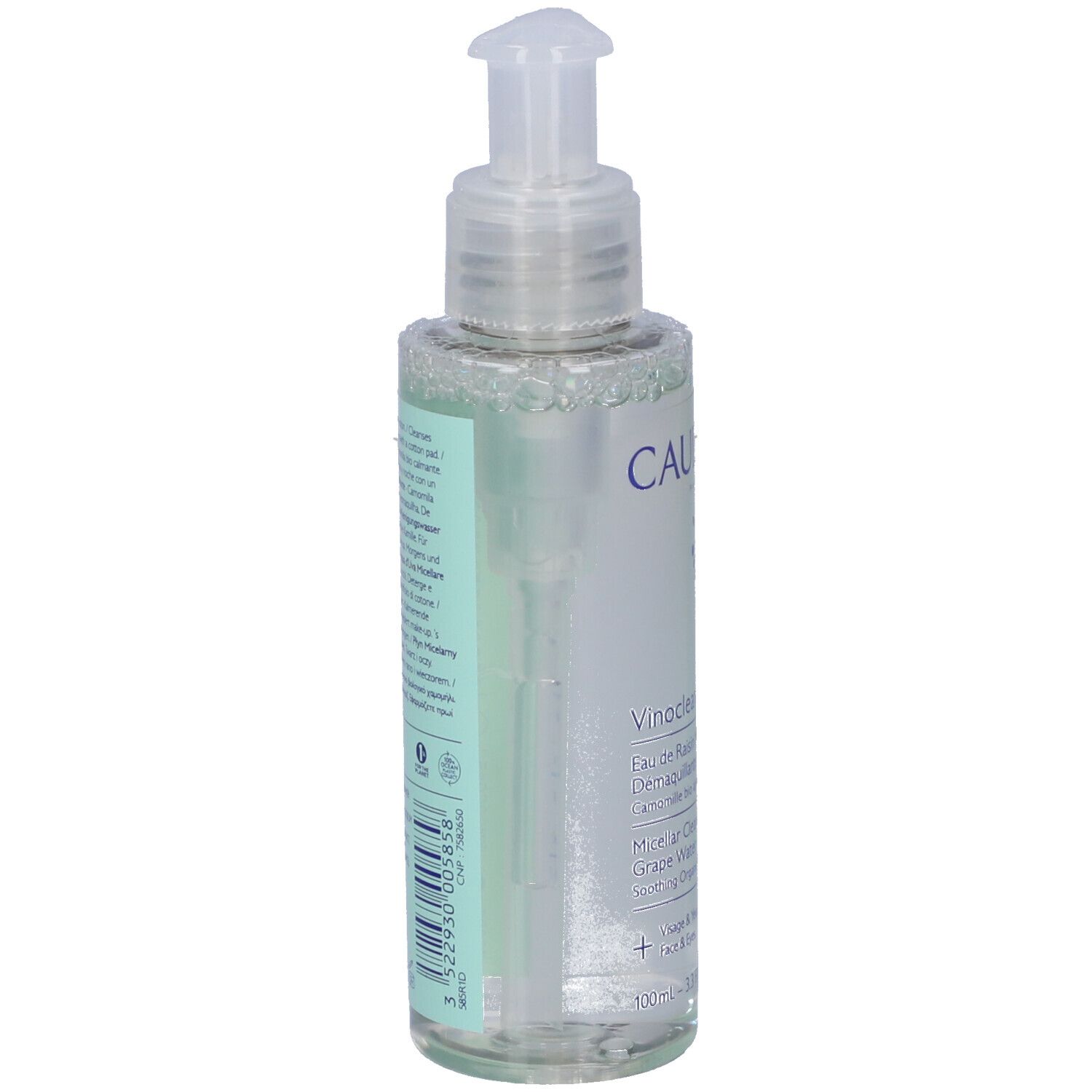 Caudalie Vinopure Fluido Detergente con dispenser a pompa, 100 ml.