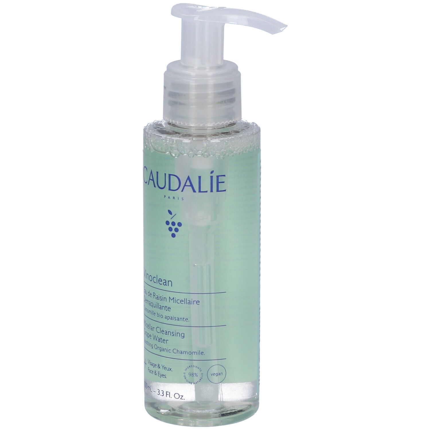 Caudalie Vinopure Fluido Detergente con dispenser a pompa, 100 ml.