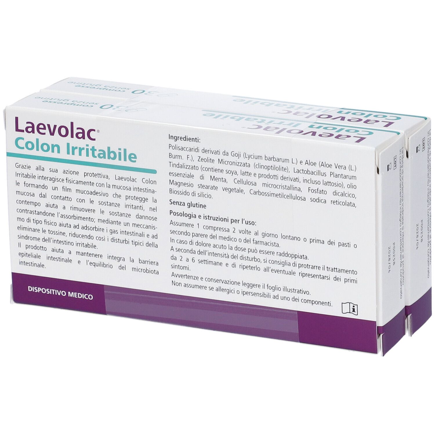 Laevolac Colon Irritabile Bipack: 2x 30 compresse senza glutine.