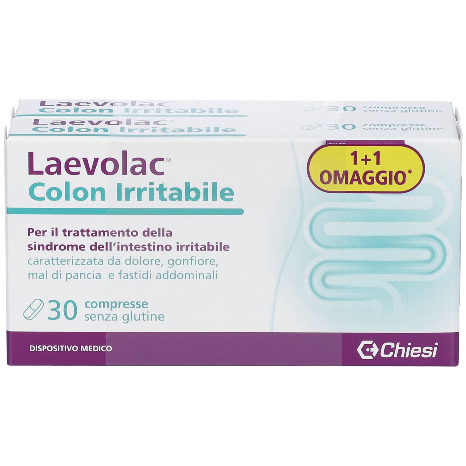 Laevolac Colon Irritabile Bipack: 2x 30 compresse senza glutine.