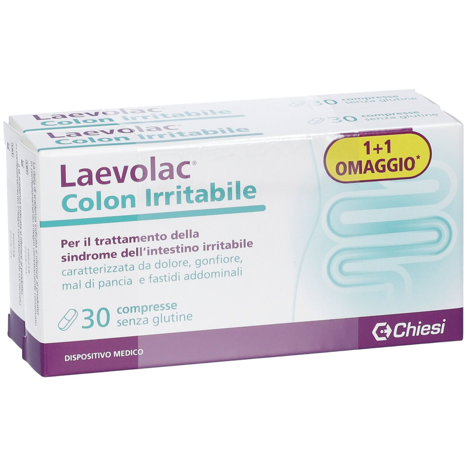 Laevolac Colon Irritabile Bipack: 2x 30 compresse senza glutine.
