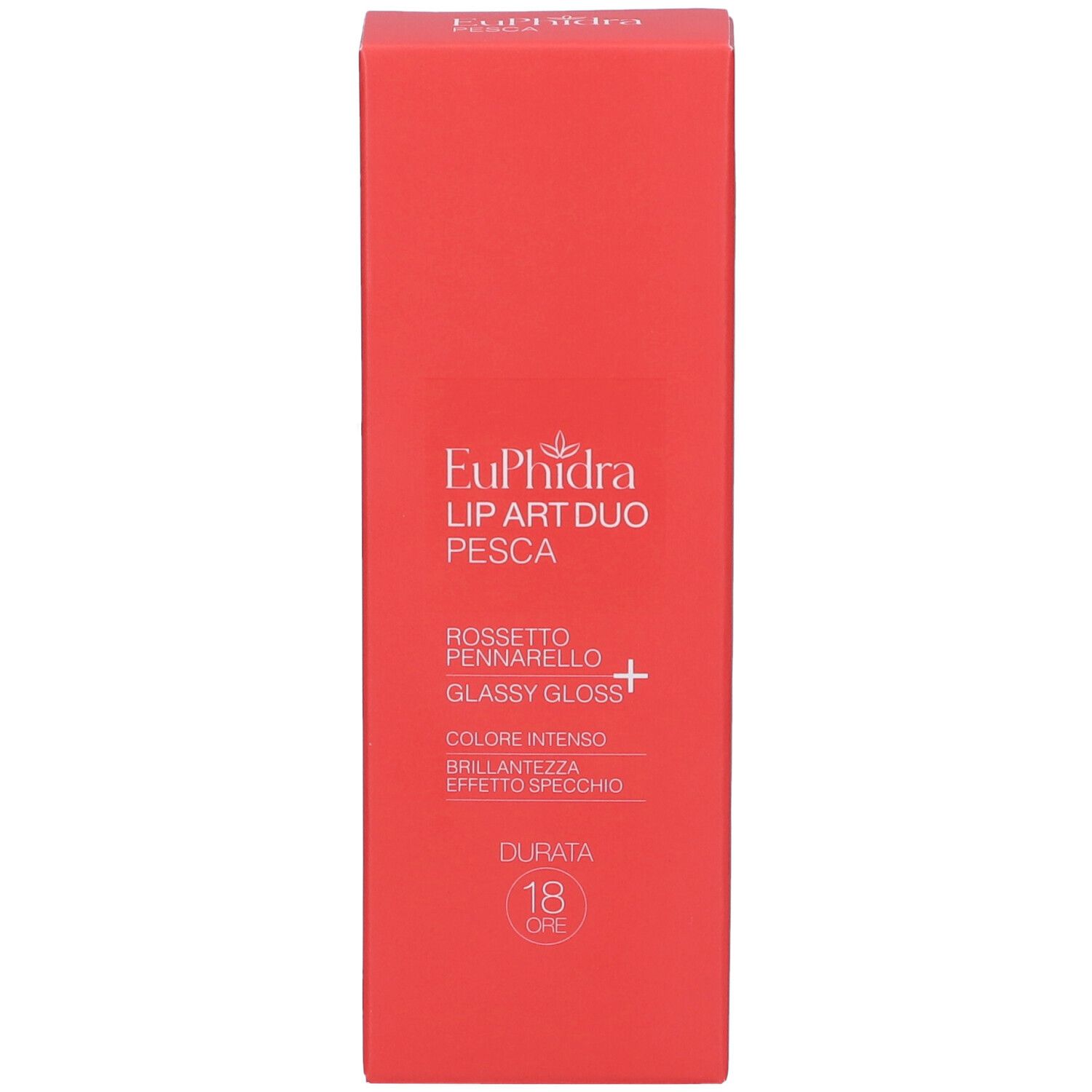 Euphidra Lip Art Duo Pesca: rossetto e gloss in confezione rossa.