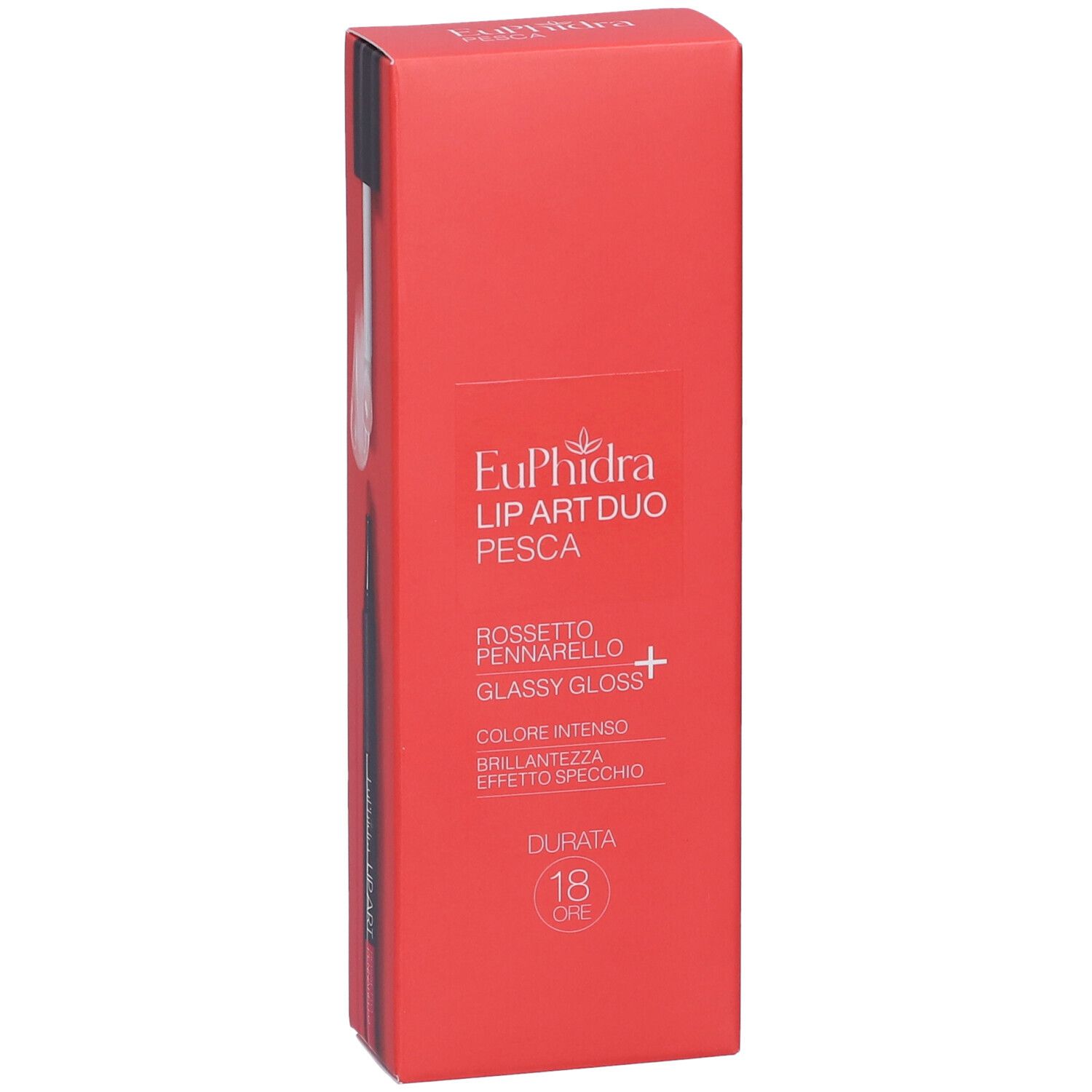 Confezione cosmetica Euphidra Lip Art Duo Ibisco con rossetto e gloss mostrati.