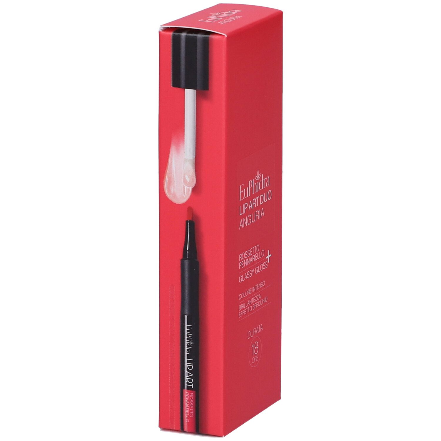 Euphidra Lip Art Duo Anguria: rossetto e gloss in confezione rossa.