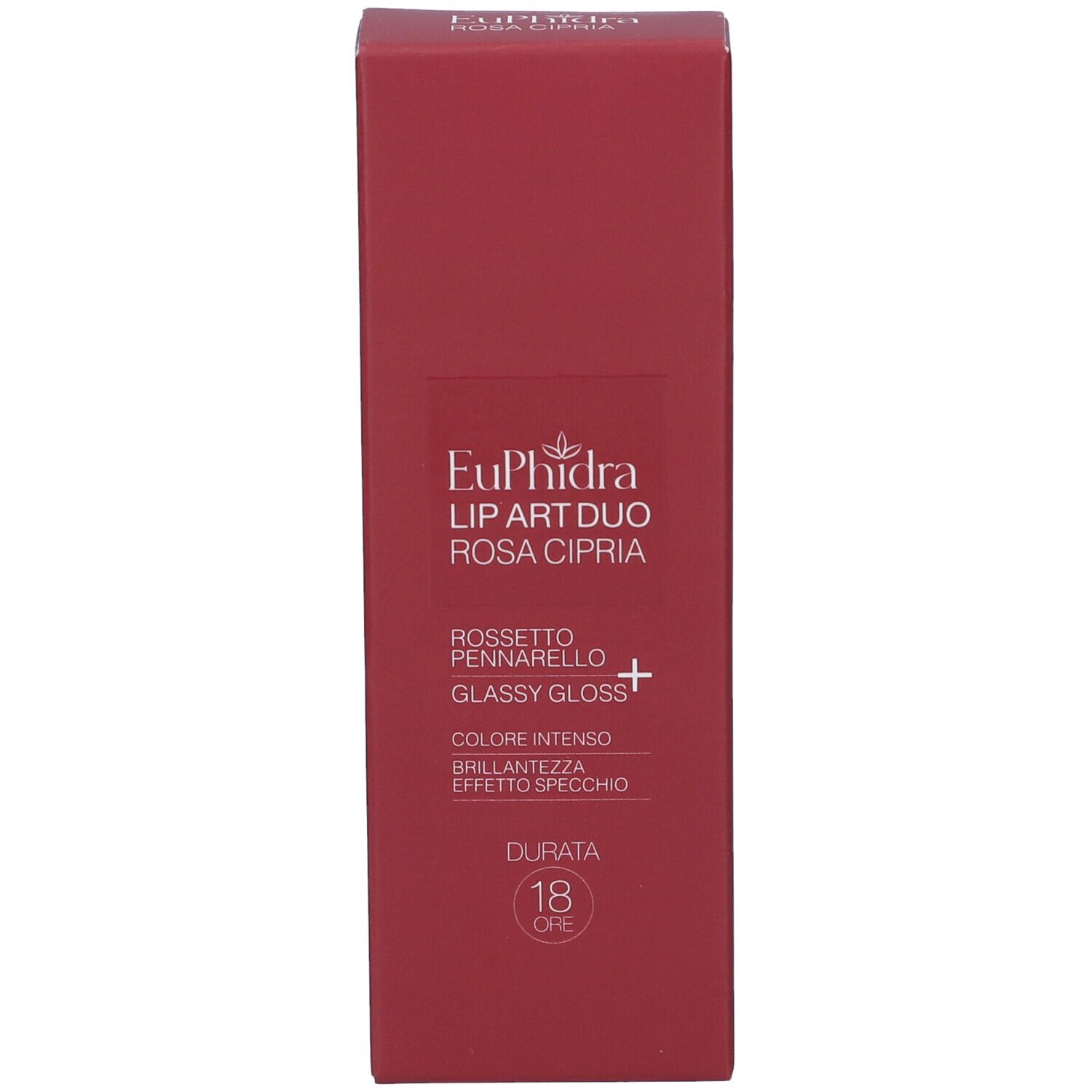 Euphidra Lip Art Duo Rosa Cipria: rossetto e gloss in confezione rossa.