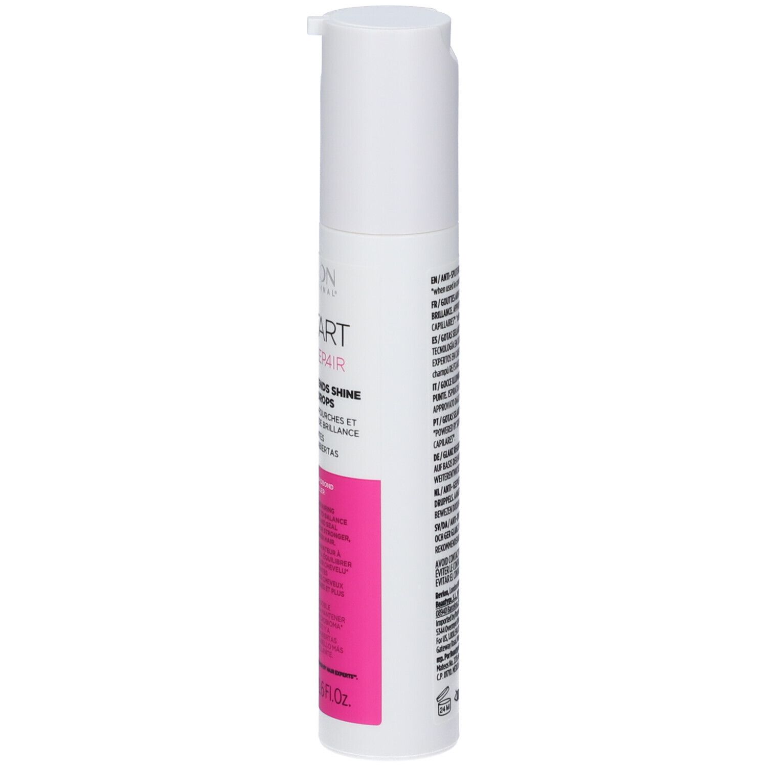 Flacone Revlon Re-Start Recovery Anti-Split Ends Sealing Drops con erogatore, vista laterale.
