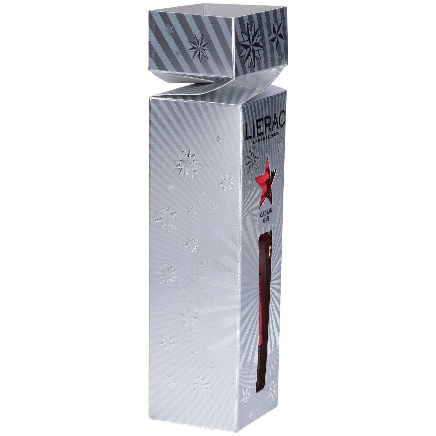 Confezione regalo Lierac a forma di stella argentata.