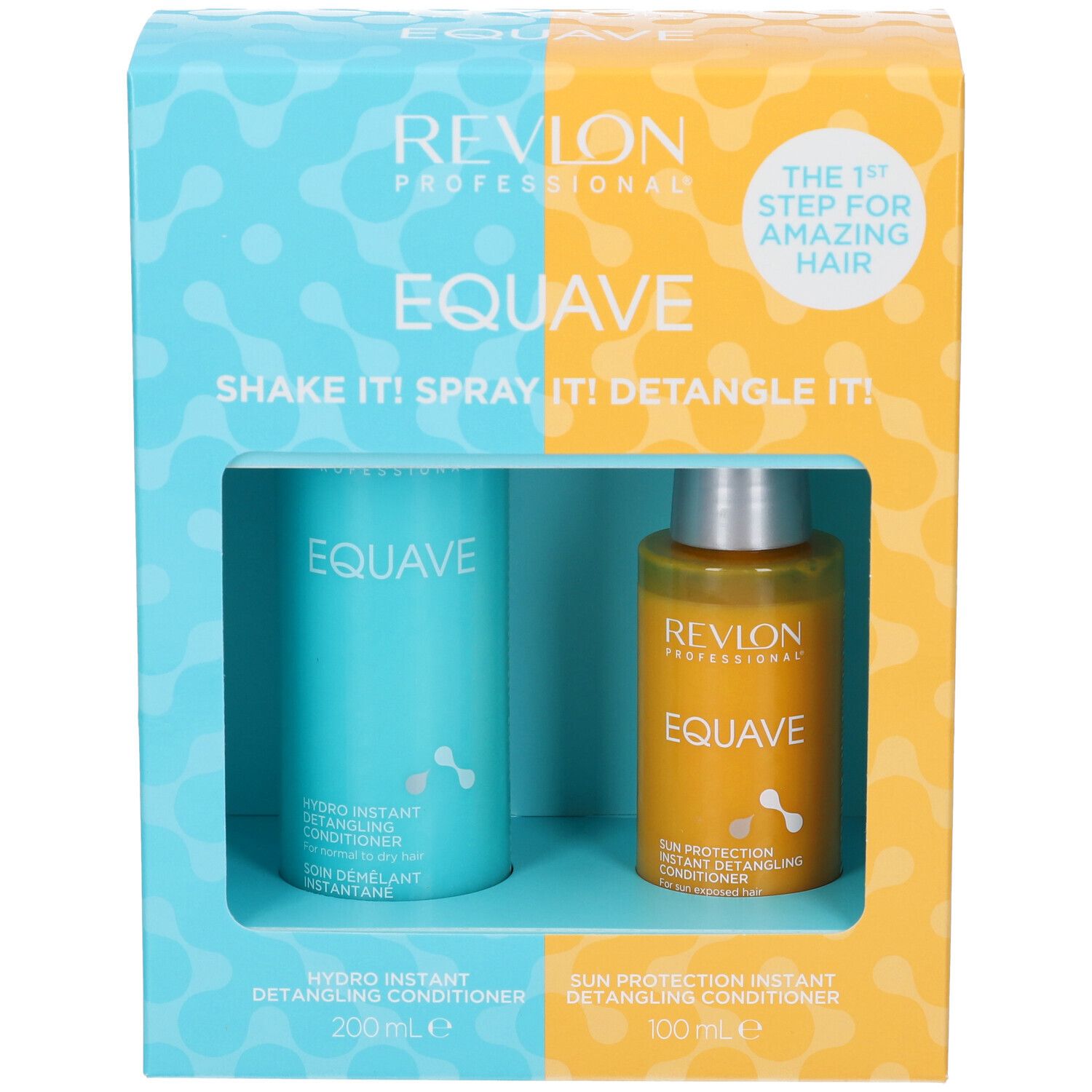 Set Revlon Equave: Balsamo districante Hydro (200ml) e Balsamo protezione solare (100ml).