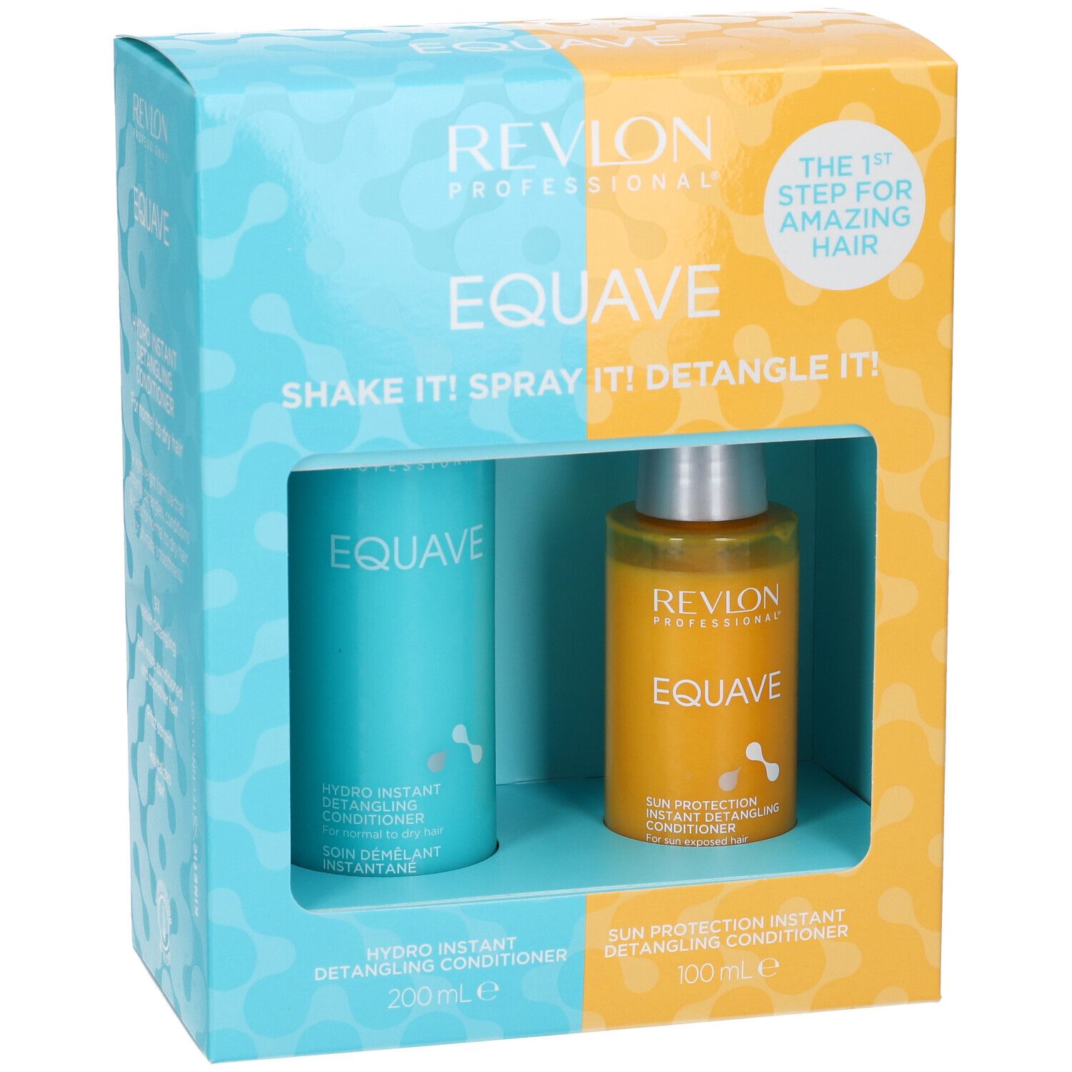 Set Revlon Equave: Balsamo districante Hydro (200ml) e Balsamo protezione solare (100ml).