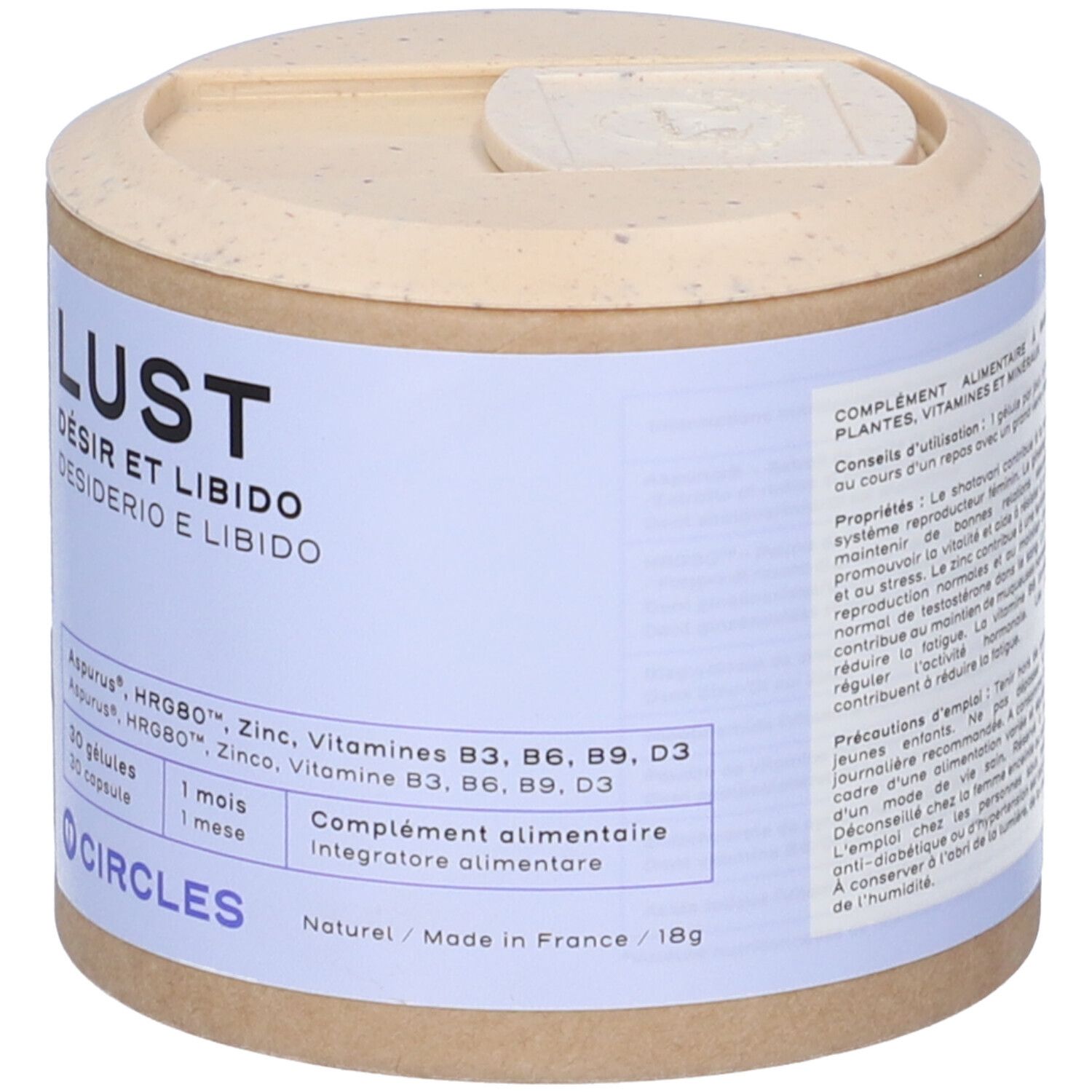 Lust Desiderio e Libido integratore alimentare, 30 capsule. Circles.