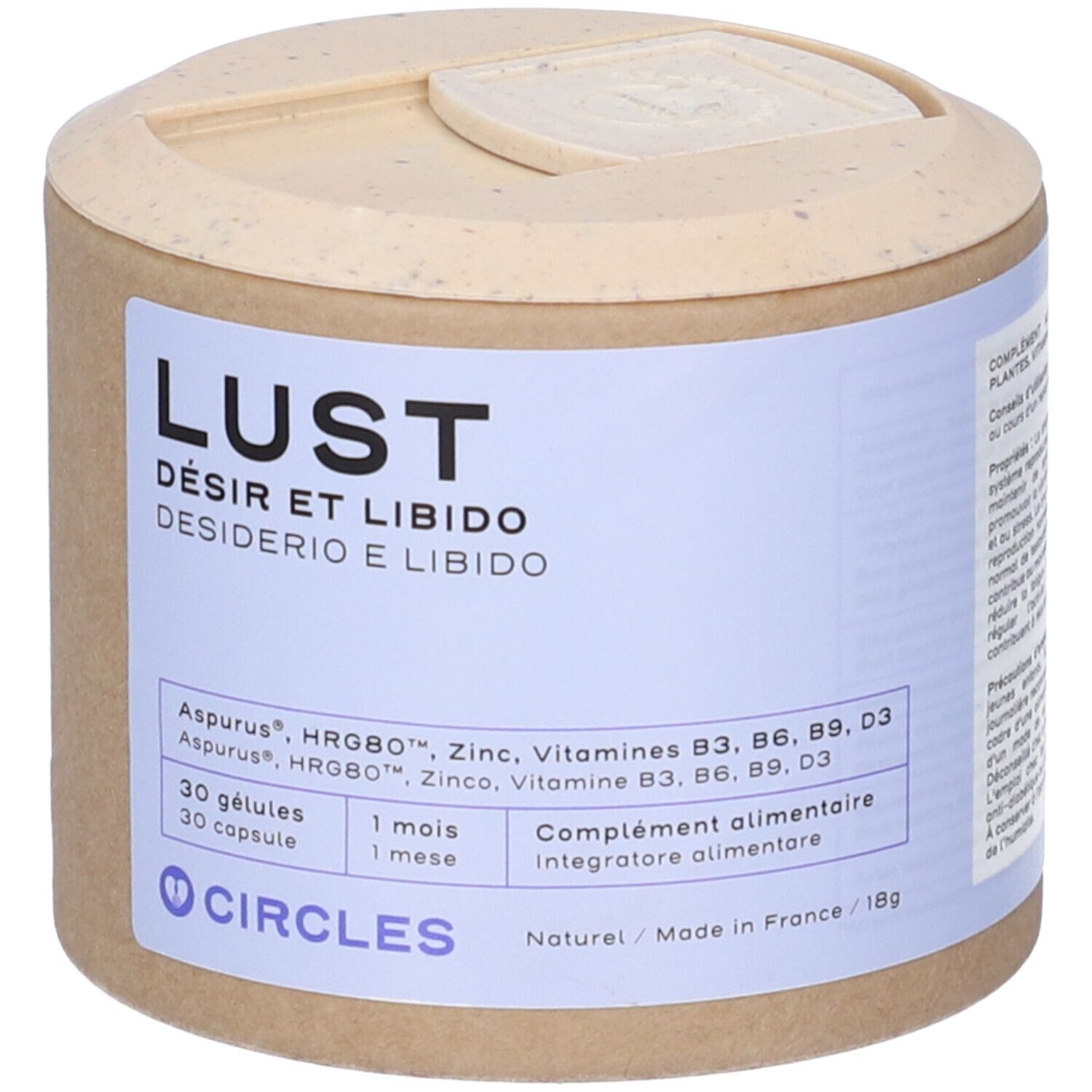 Circles Lust Desiderio e Libido integratore alimentare, 30 capsule.