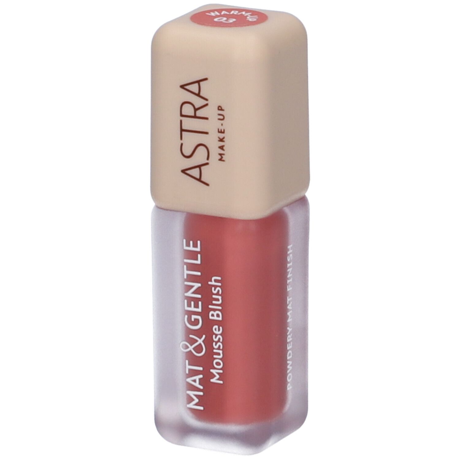 Astra Make-up Mat & Gentle Mousse Blush, finish mattificante in polvere, tonalità 03 Warm-Up.