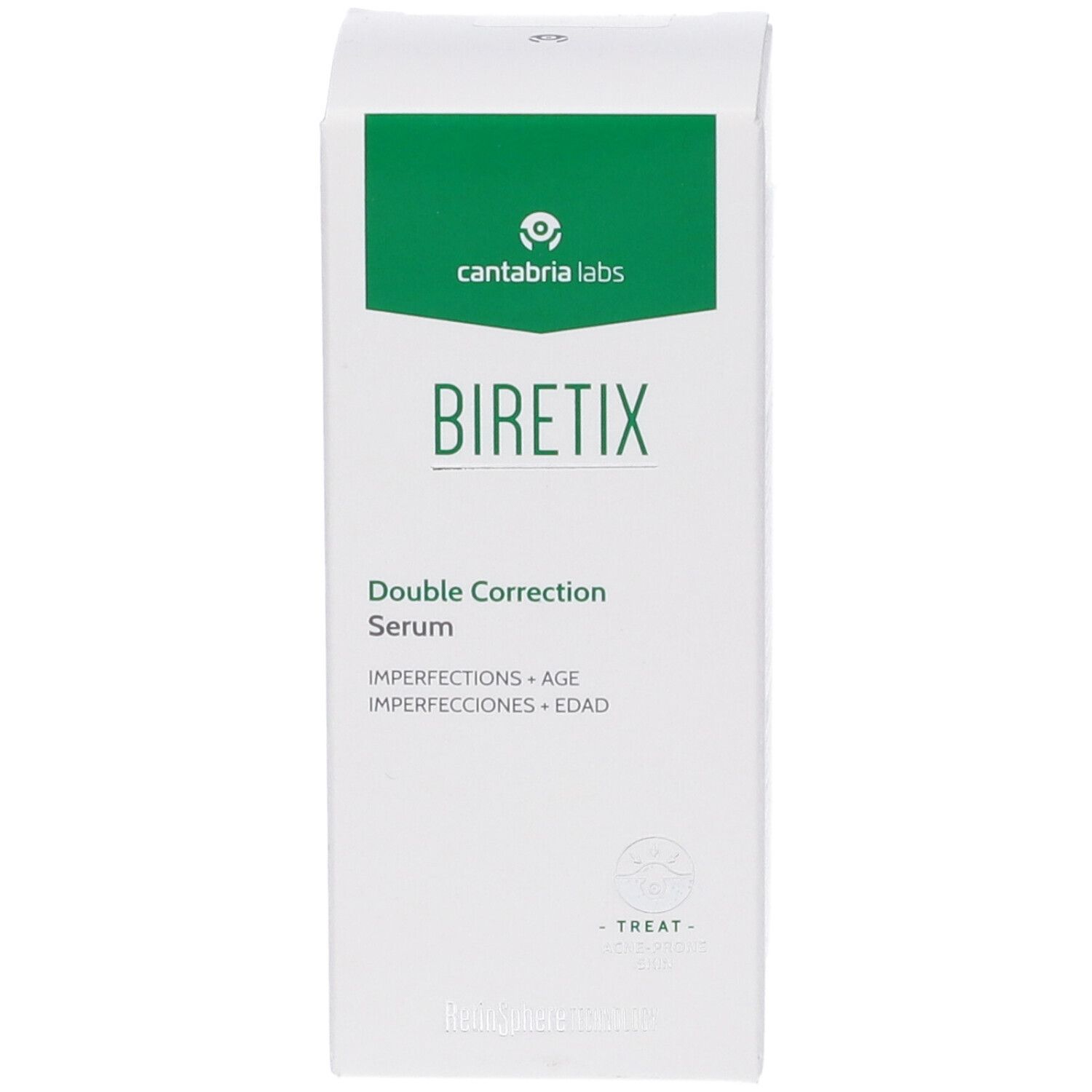 Fronte della confezione del siero BIRETIX Double Correction con logo e nome del prodotto.