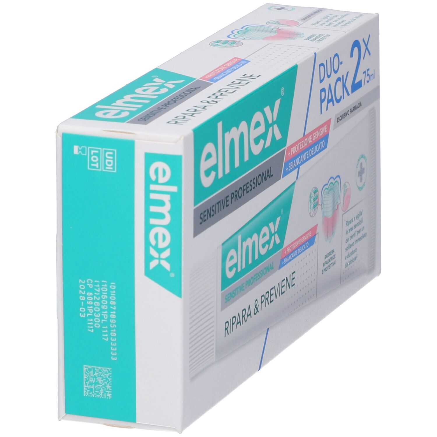 Dentifricio Elmex Sensitive Professional duo-pack, 2 tubetti da 75ml.