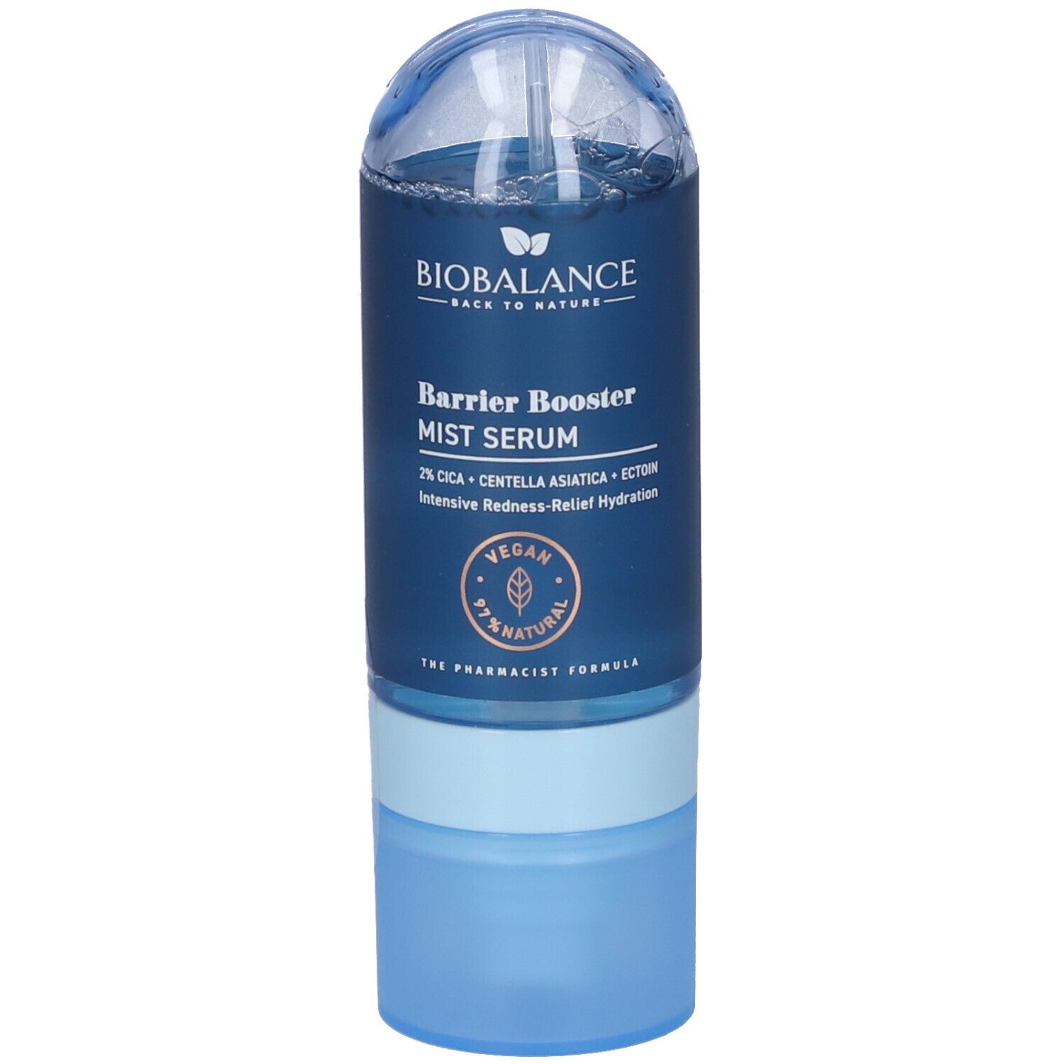 BioBalance Barrier Booster Mist Serum in flacone blu con erogatore a pompa. 80ml.