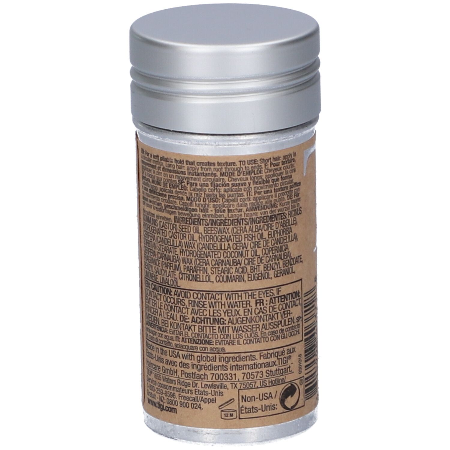Pasta per capelli Bed Head, contenitore argentato.