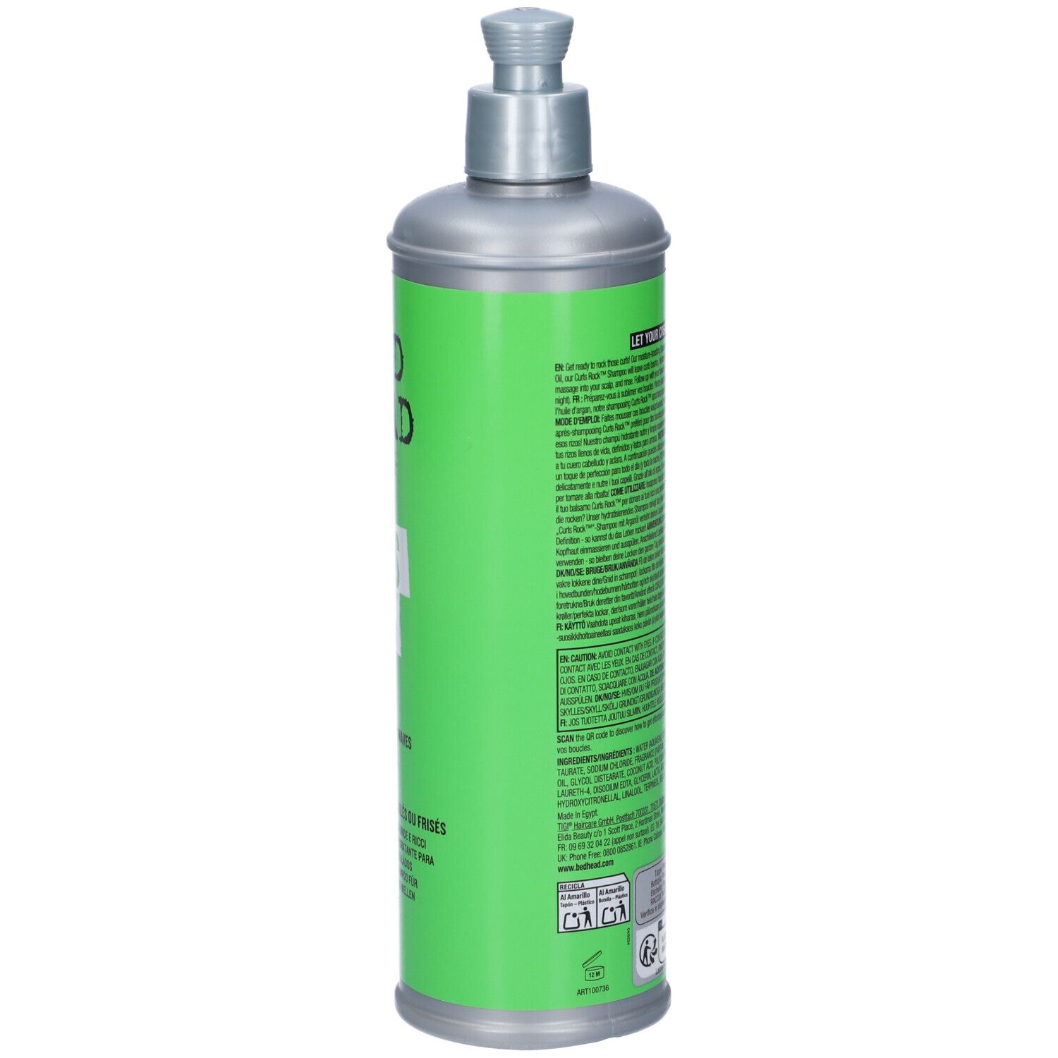 Flacone verde con dispenser argentato, 400 ml.