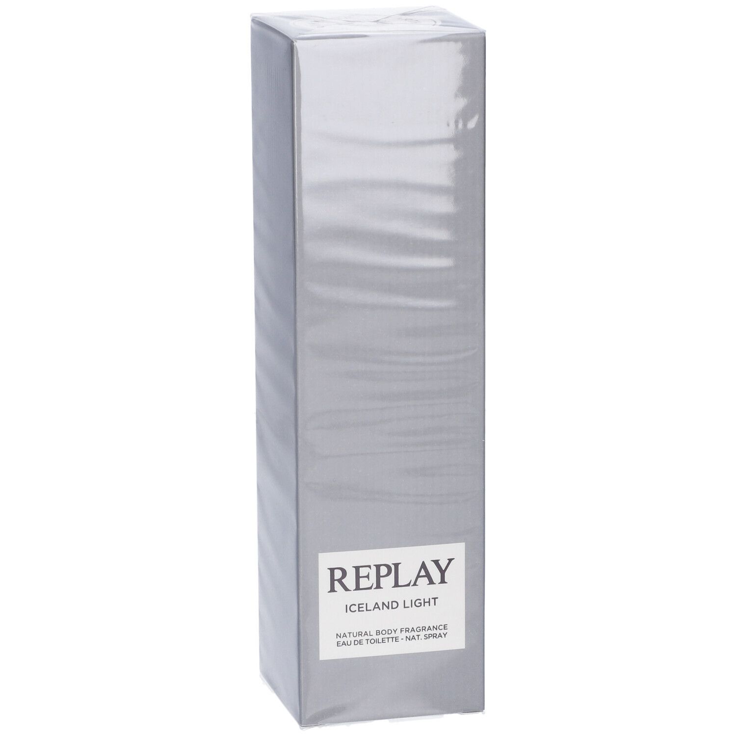 Confezione argentata per Replay Iceland Light Eau de Toilette.