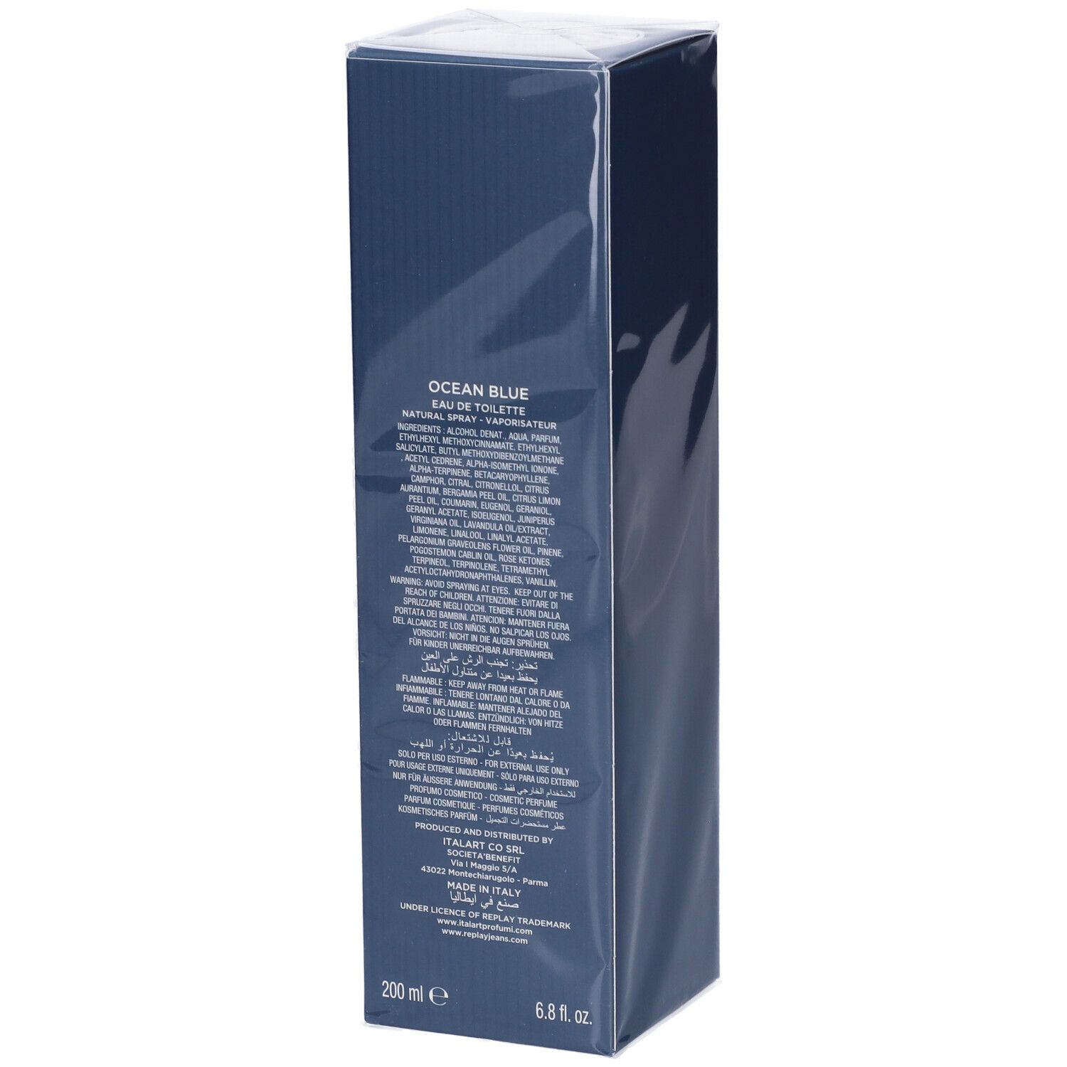 Ocean Blue Eau de Toilette in confezione blu, 200 ml.