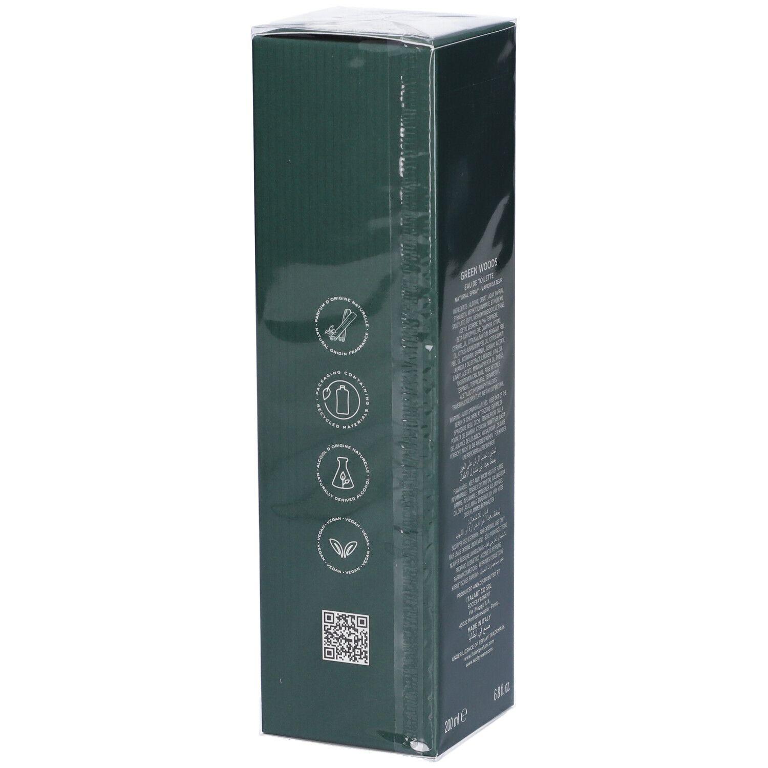 Eau de Toilette Replay Green Woods, flacone da 200ml in confezione verde.