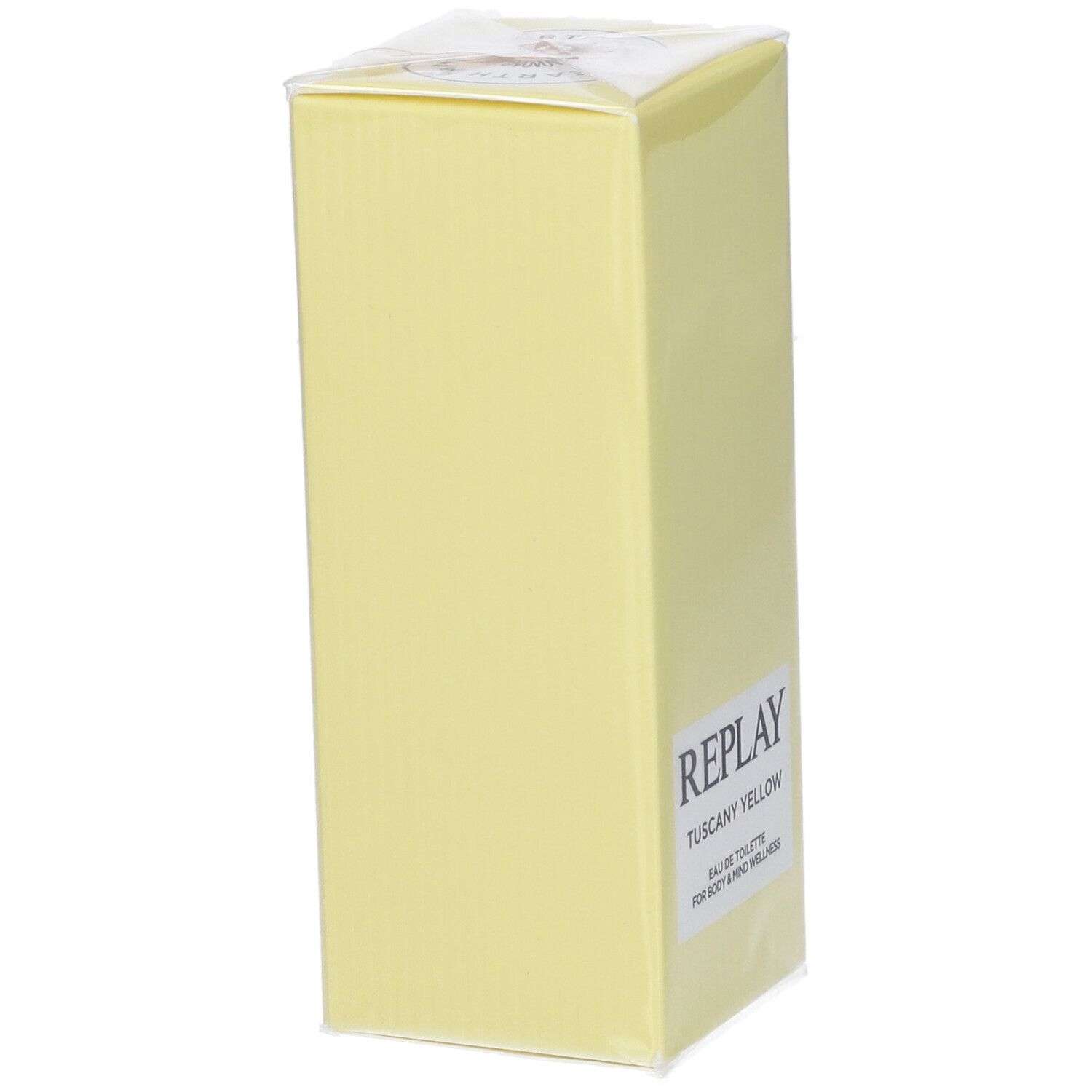 Confezione giallo chiaro per Replay Tuscany Yellow Eau de Toilette.