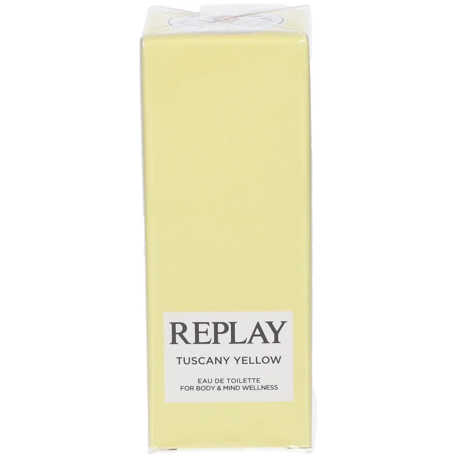 Confezione di Replay Tuscany Yellow Eau de Toilette per corpo e mente.