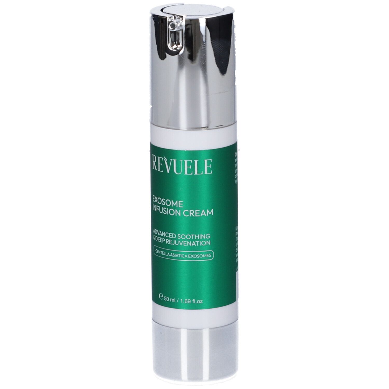 Flacone Revuele Exosome Infusion Cream con dispenser a pompa.