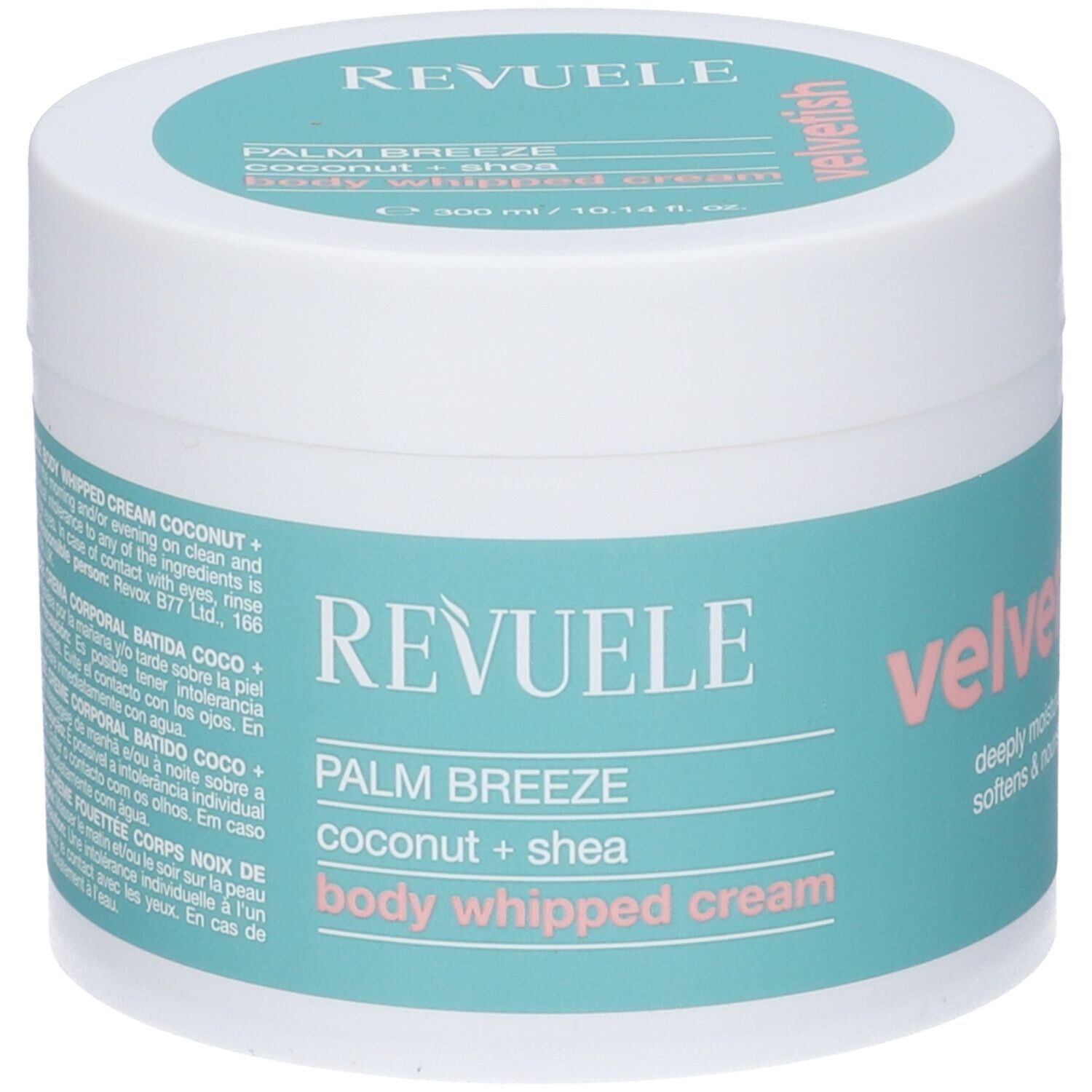 Barattolo di crema corpo montata Revuele Palm Breeze, 300ml.