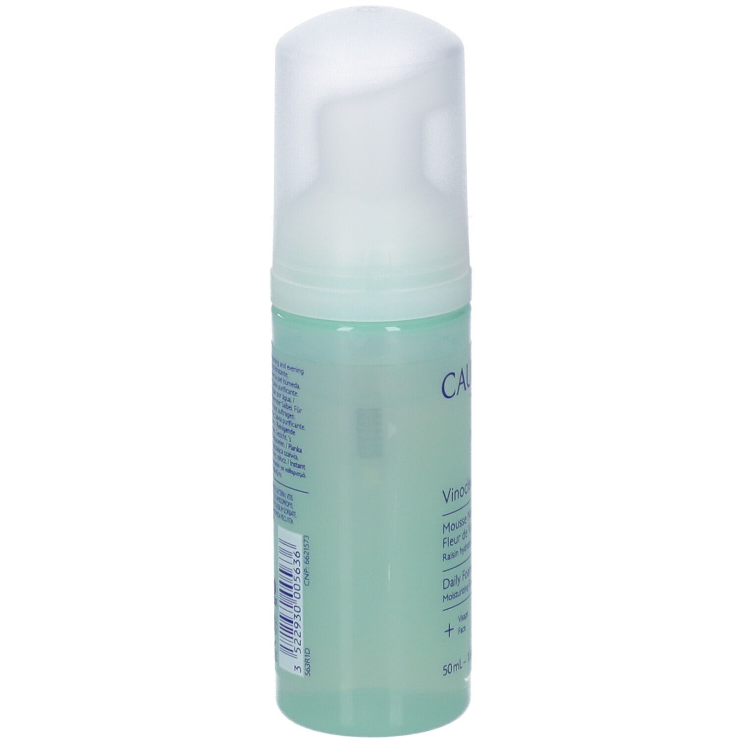 Retro Caudalie Vinoclean Mousse Detergente con ingredienti e codice a barre.