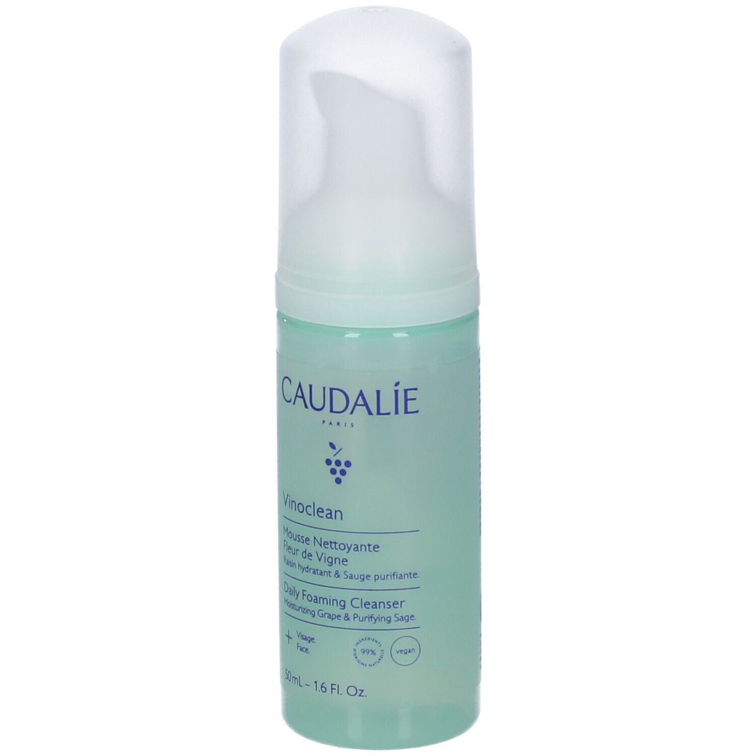 Caudalie Vinoclean Mousse Detergente Quotidiana, flacone con erogatore, 50ml.