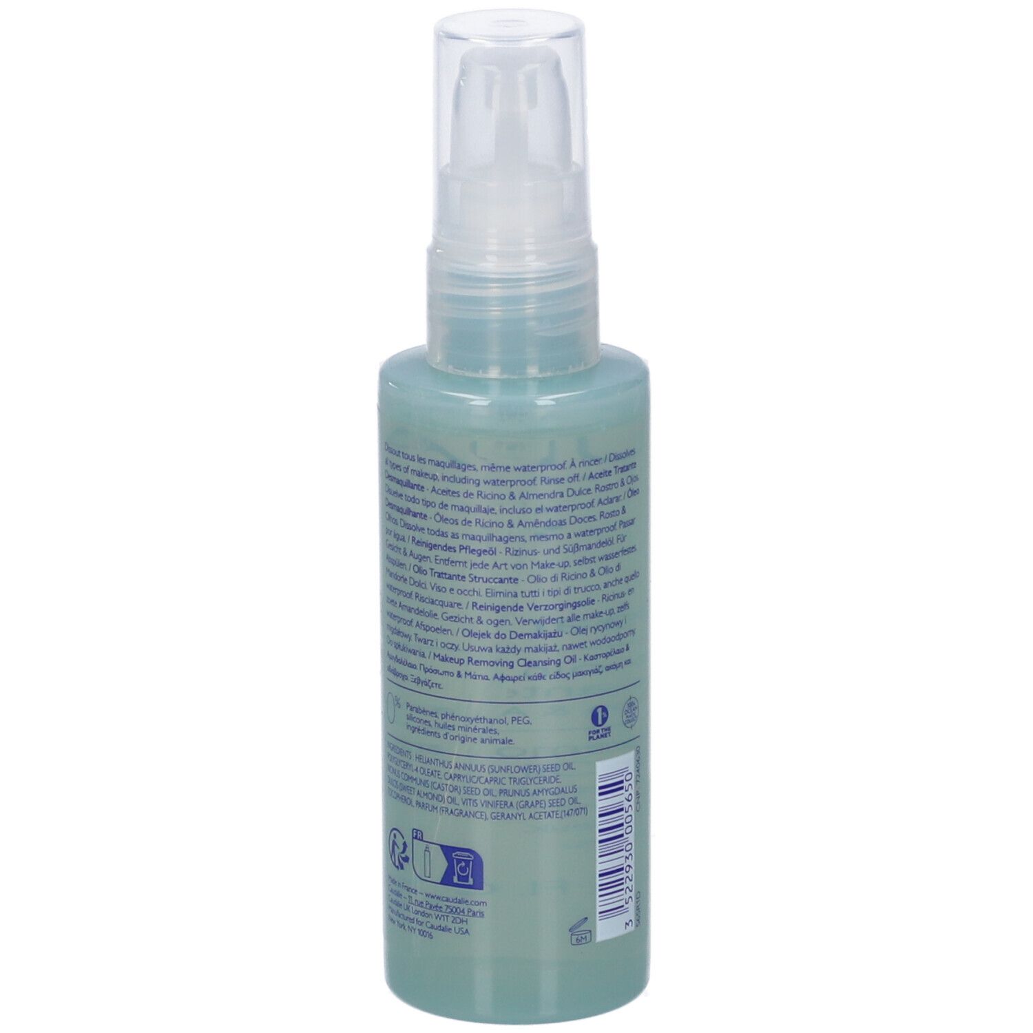 Olio detergente struccante CAUDALIE Vinoclean 75ml con erogatore.