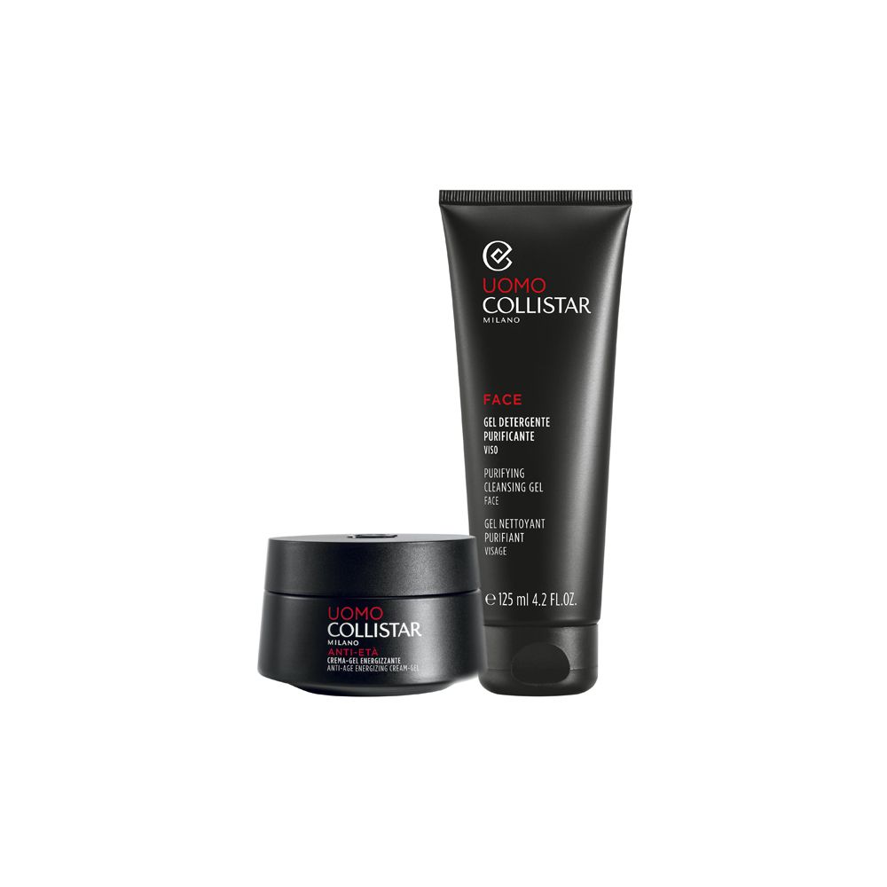 Crema viso e gel detergente Collistar in tubi neri.