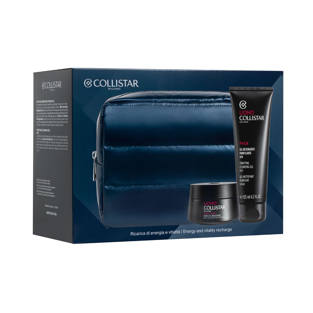 Collistar Set con pochette, crema viso e gel detergente.