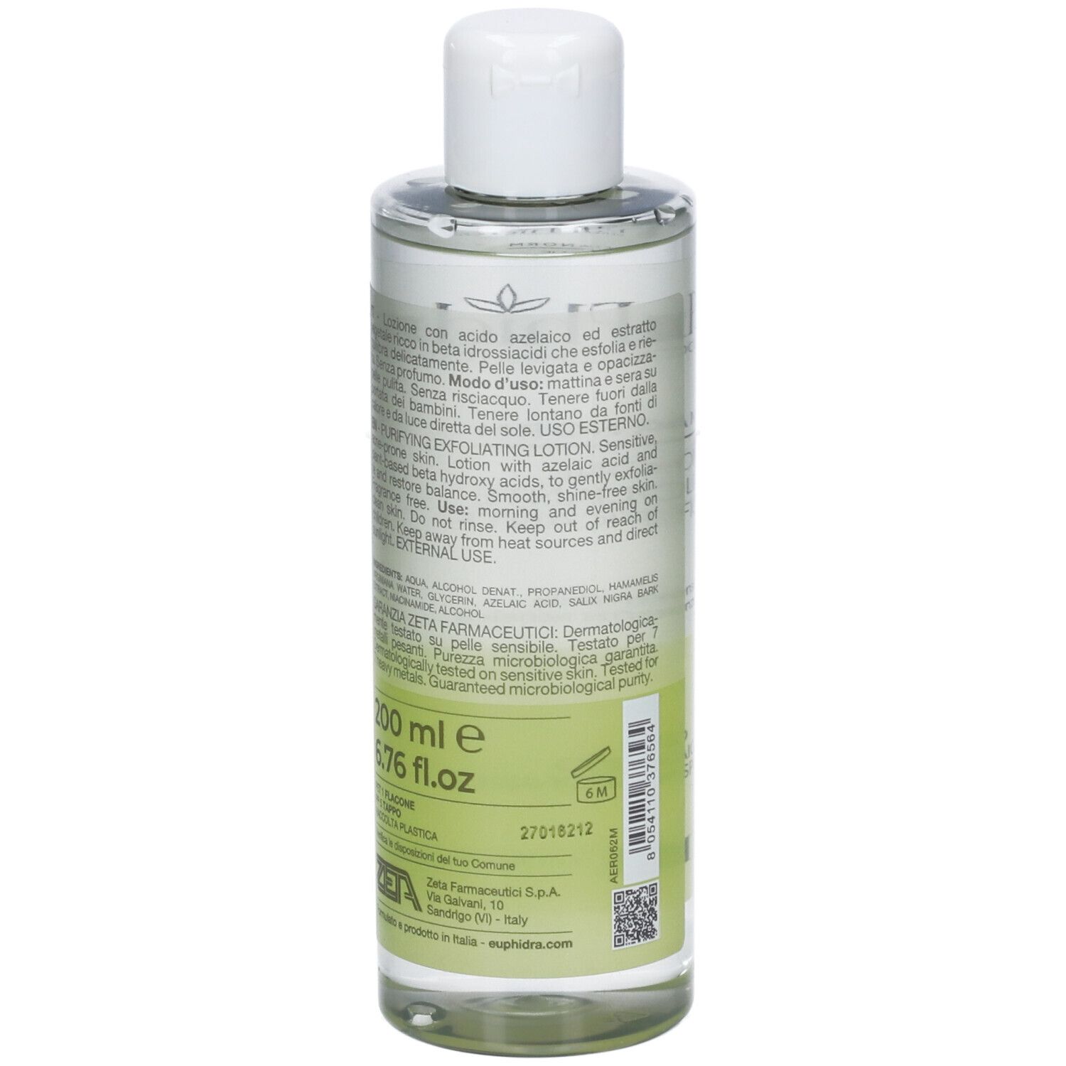 EuPhidra Sebanorm Detergente Gel, 200ml, prodotto gelatinoso in tubo trasparente con tappo bianco.