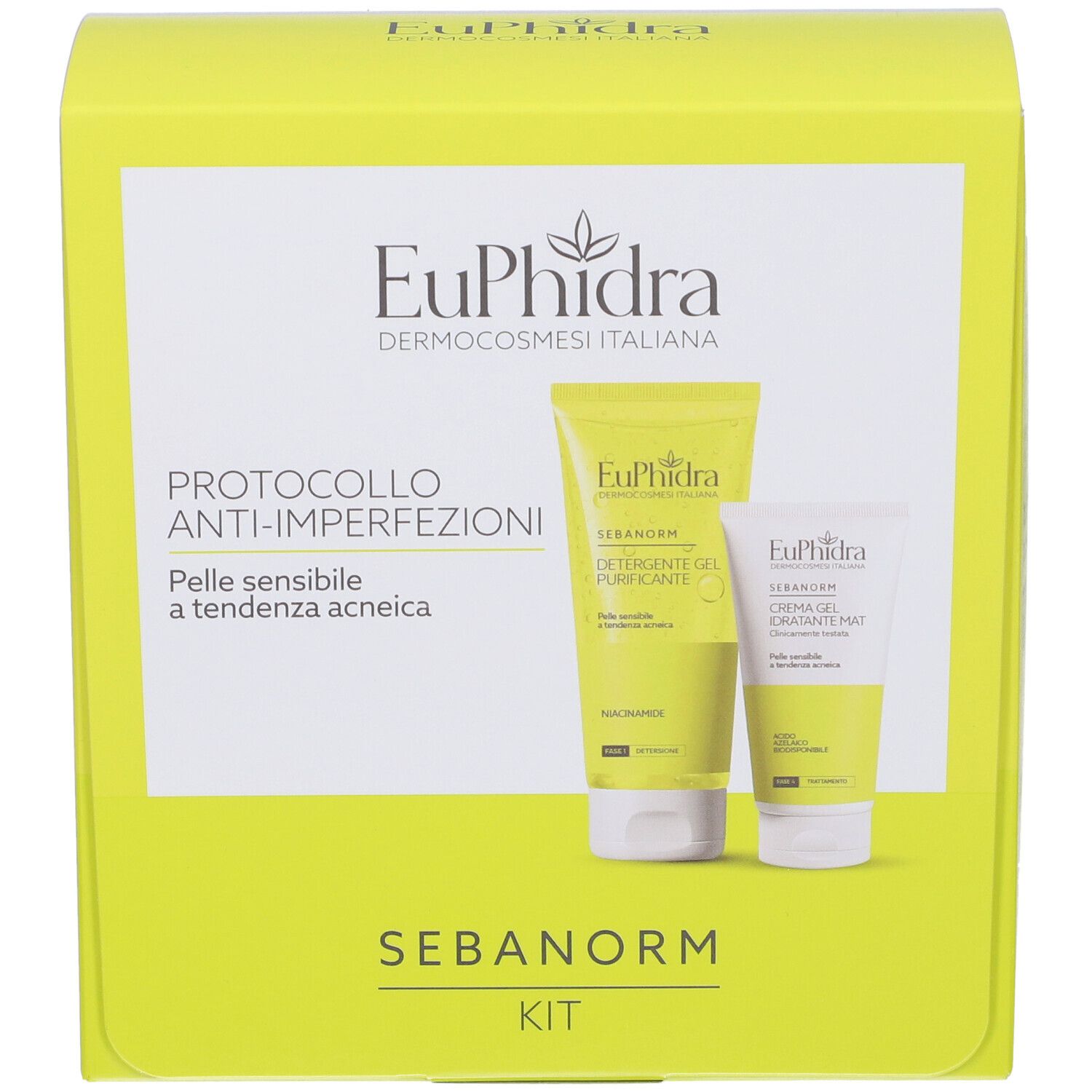 Flacone bianco con etichetta gialla, 50 ml.