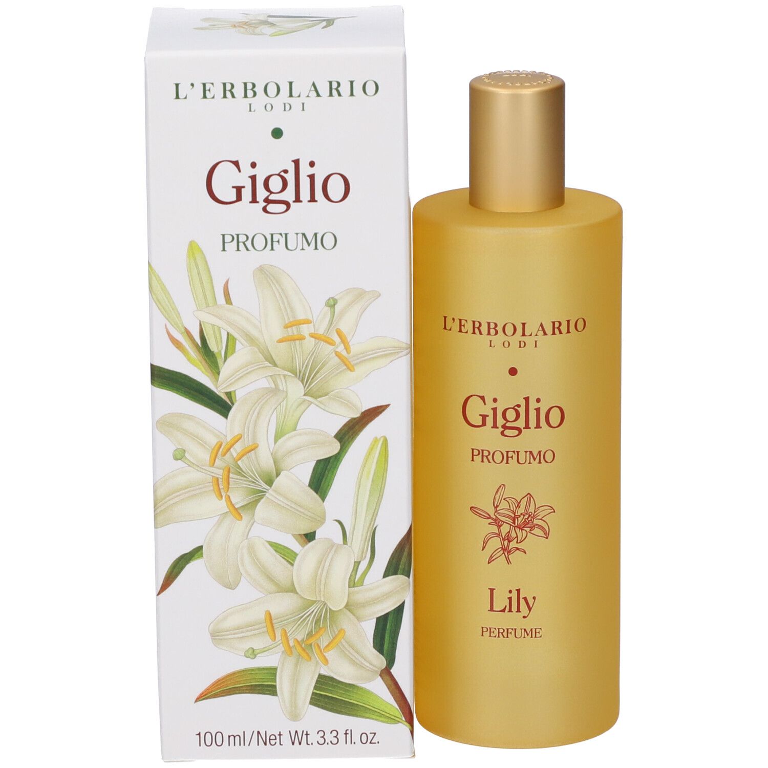 L'Erbolario Giglio Profumo in flacone giallo con scatola, 100 ml.