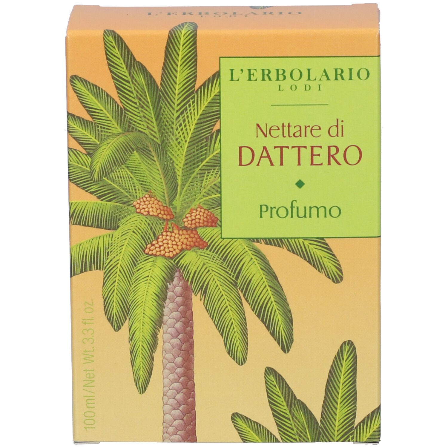 Confezione profumo L'Erbolario Nettare di Dattero Profumo con palme.