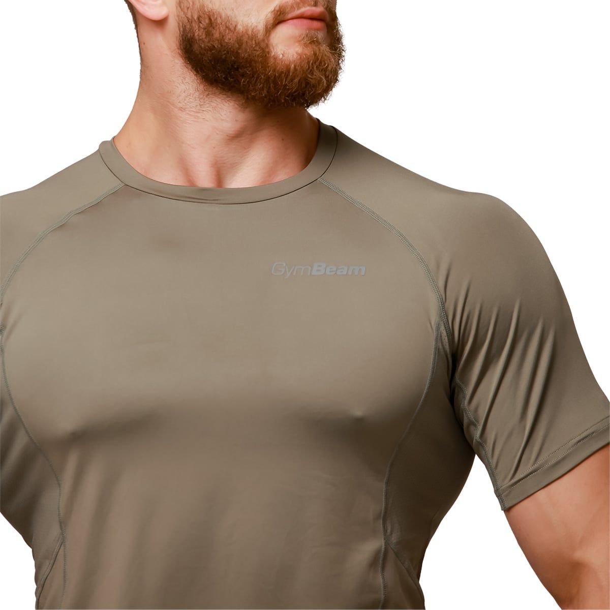 GymBeam T-shirt uomo Pulse Running slim a manica corta Vetiver