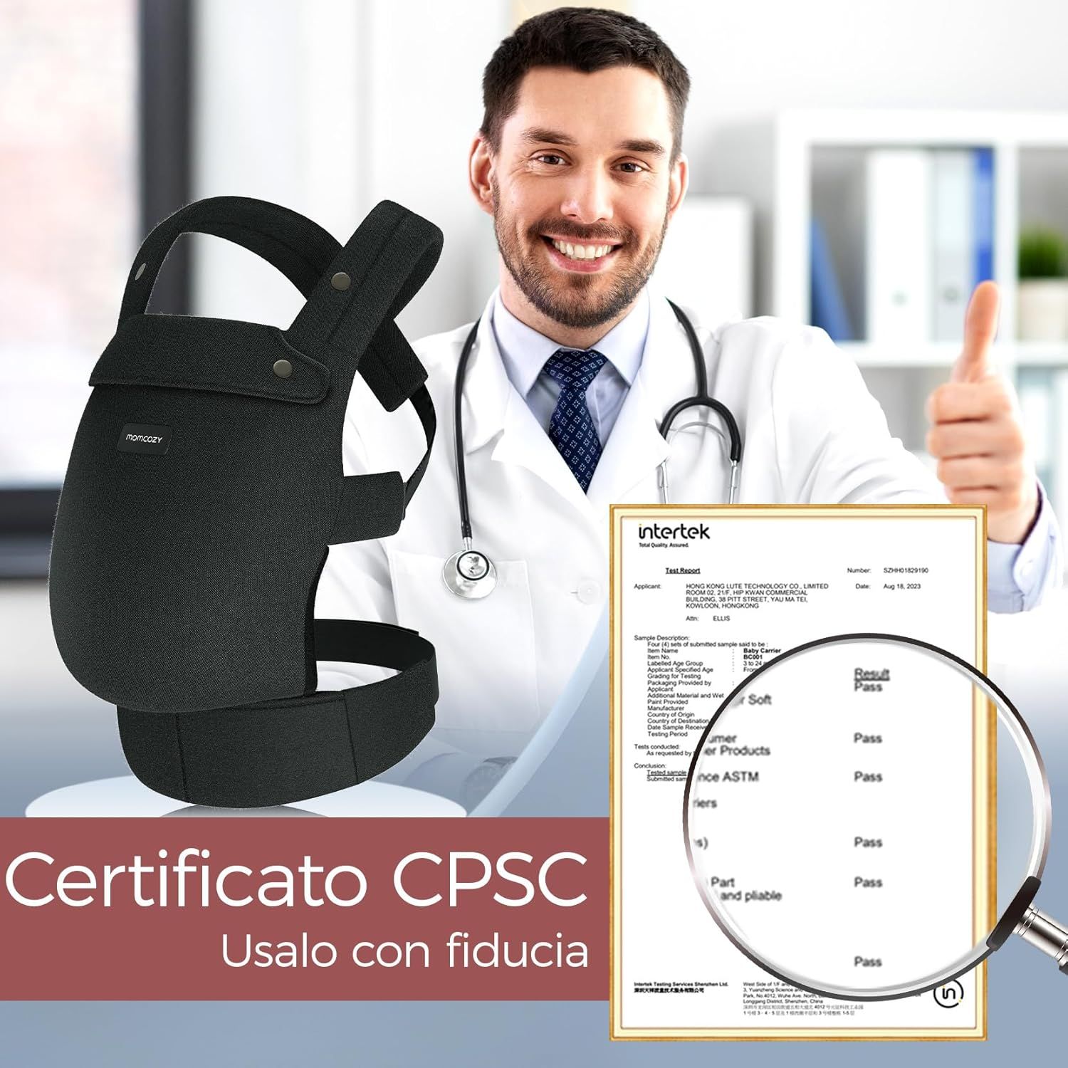 Momcozy Marsupio per Bambini Leggero e Traspirante Nero
