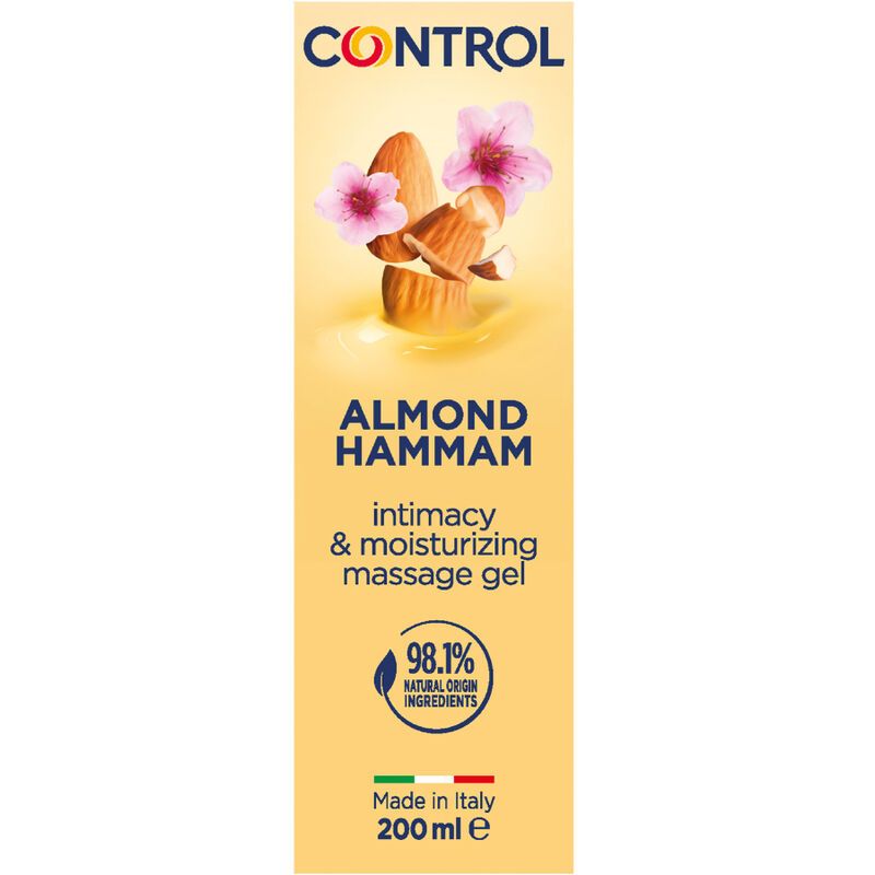 Flacone gel massaggio Control Almond Hammam, fronte con informazioni prodotto.