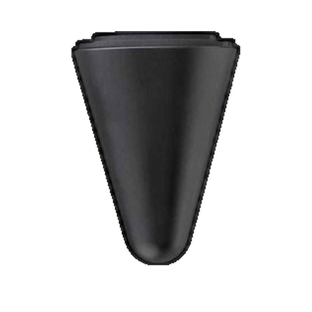 Accessorio massaggio conico nero. Parte superiore piatta, base arrotondata. Plastica.