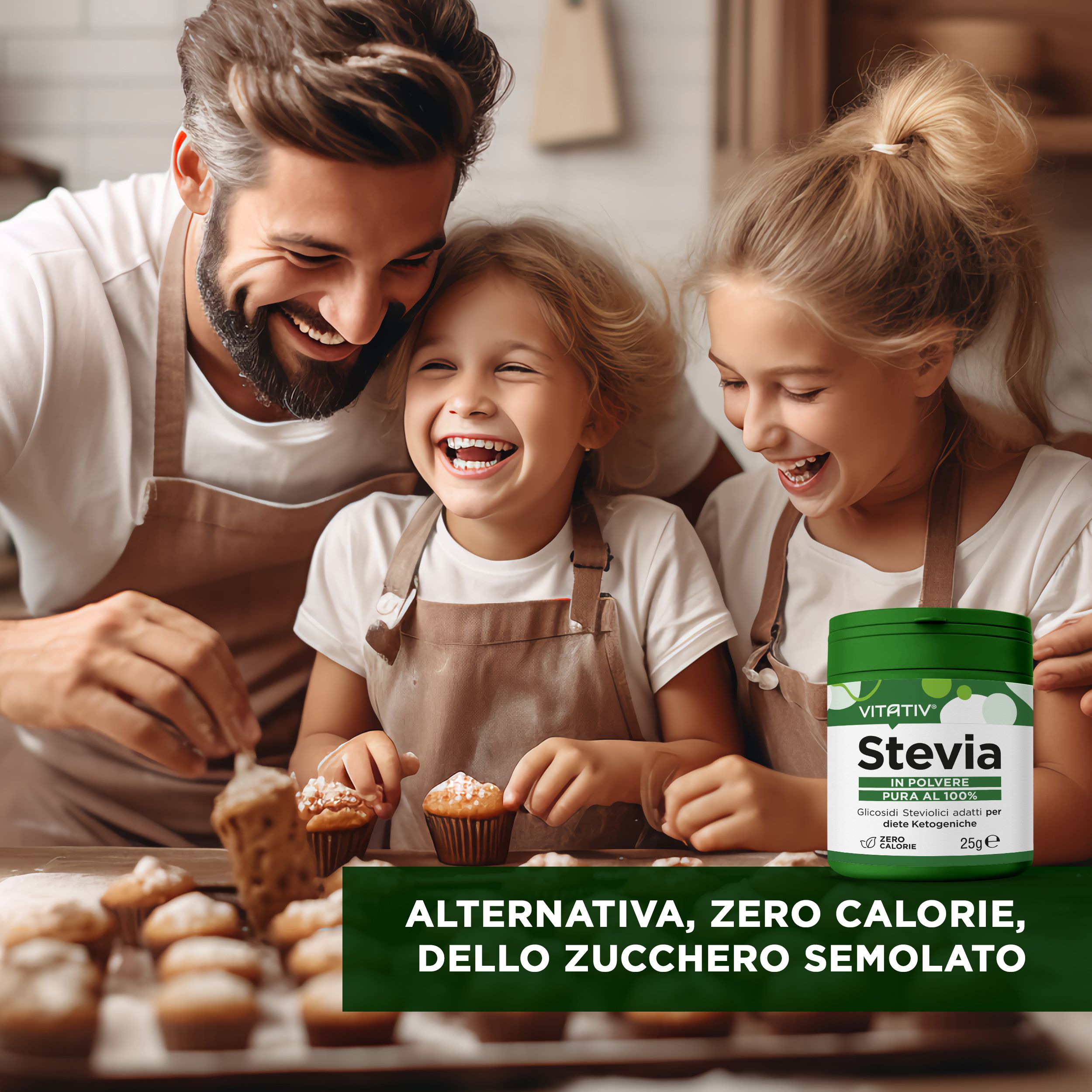 Vitativ® Stevia Pura in Polvere Sottile - Dolcificante Zero Calorie 100% Glicosidi steviolici