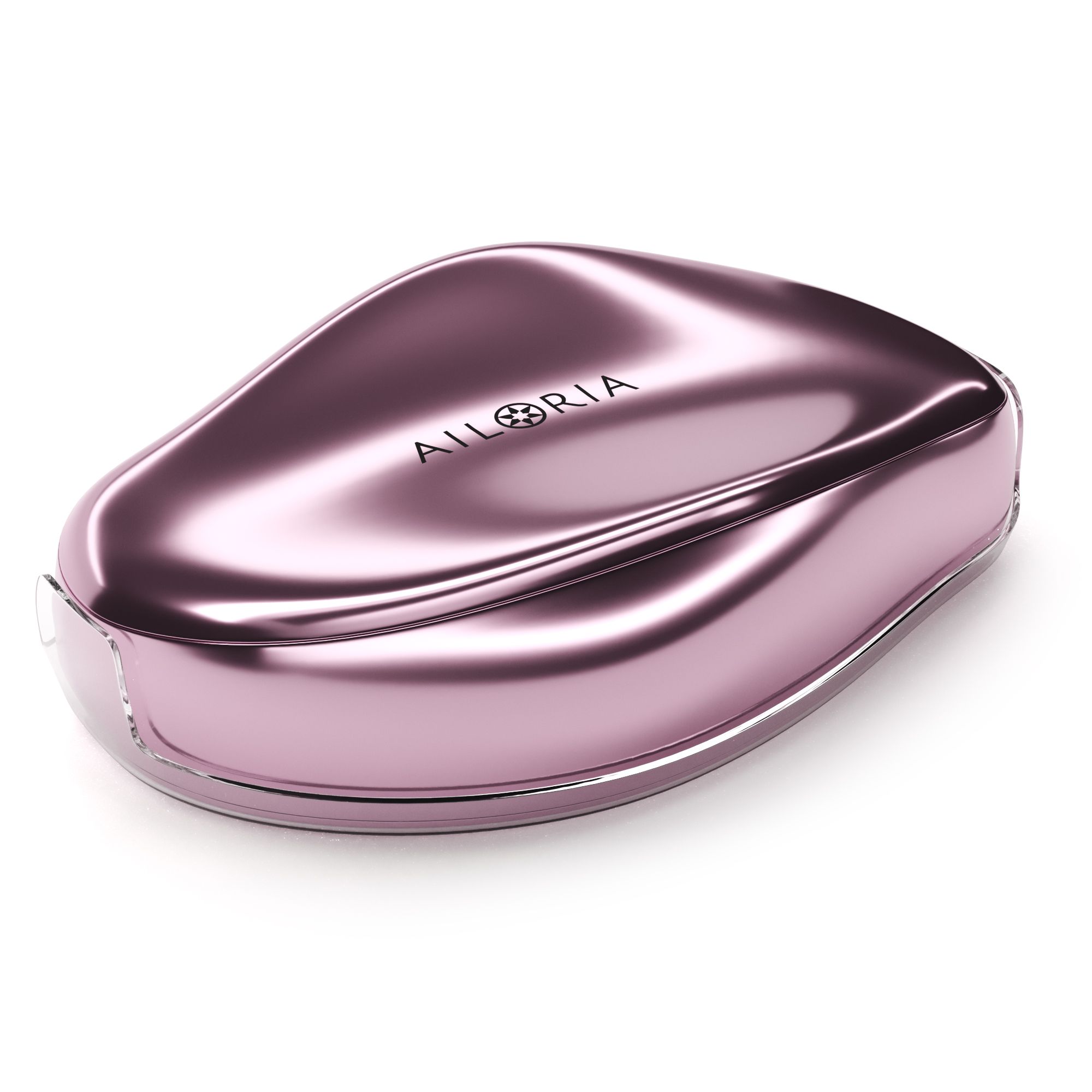 Rasoio AILORIA GLISSETTE rosa in custodia trasparente. Forma ovale, superficie lucida. Logo visibile.