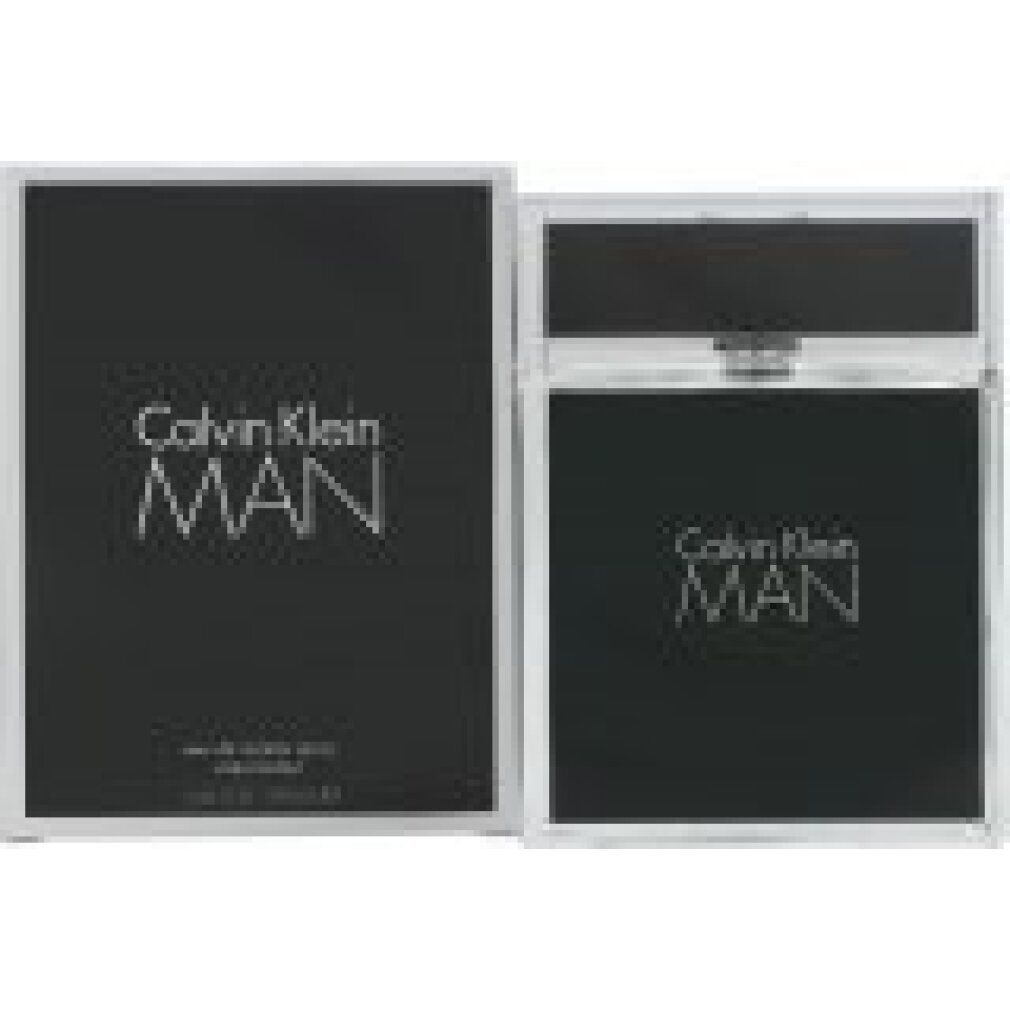 Flacone e confezione Calvin Klein Man. Confezione nera, flacone rettangolare. Scritta "MAN".