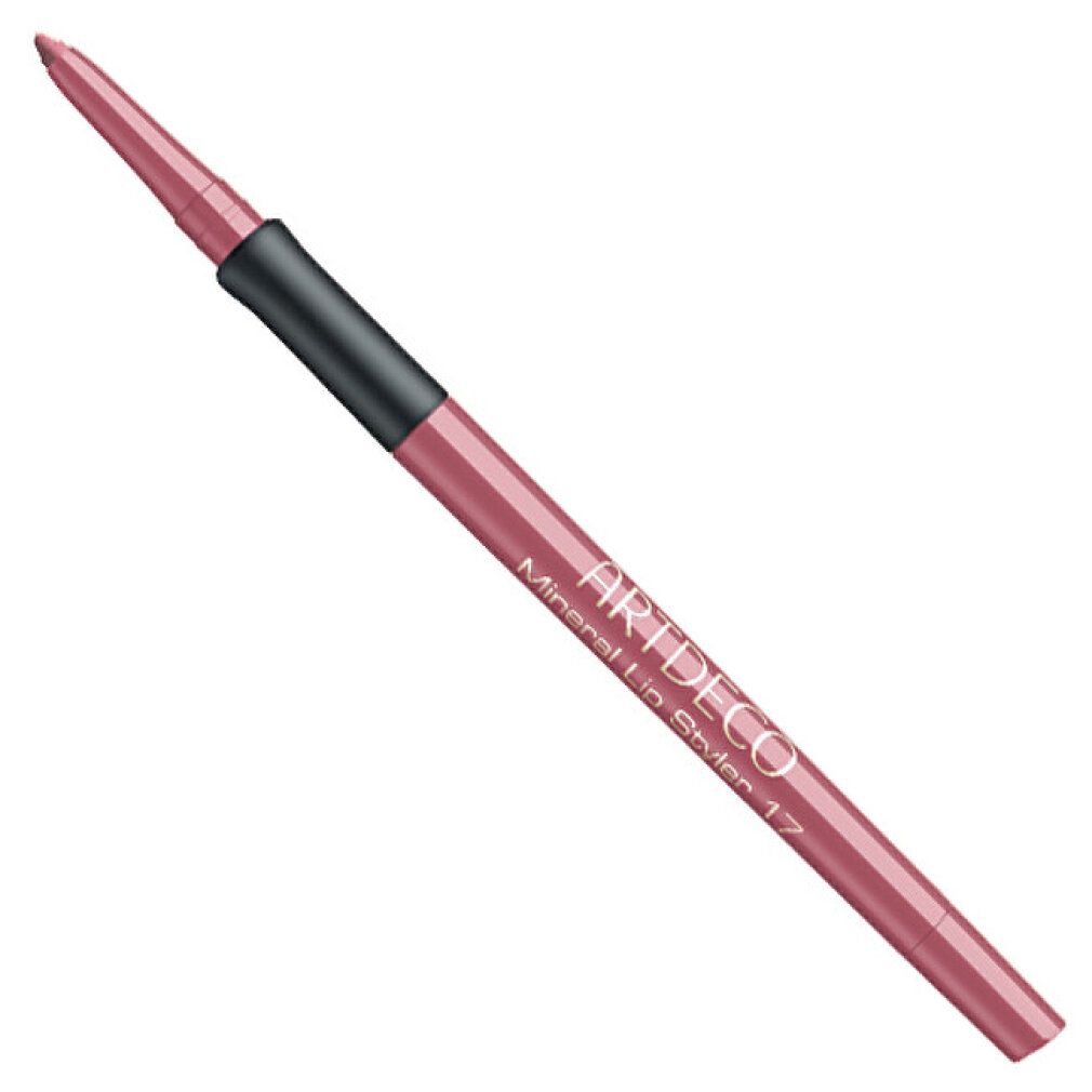 Matita labbra rosa con sezione nera. Scritta: ARTDECO Mineral Lip Styler 17.