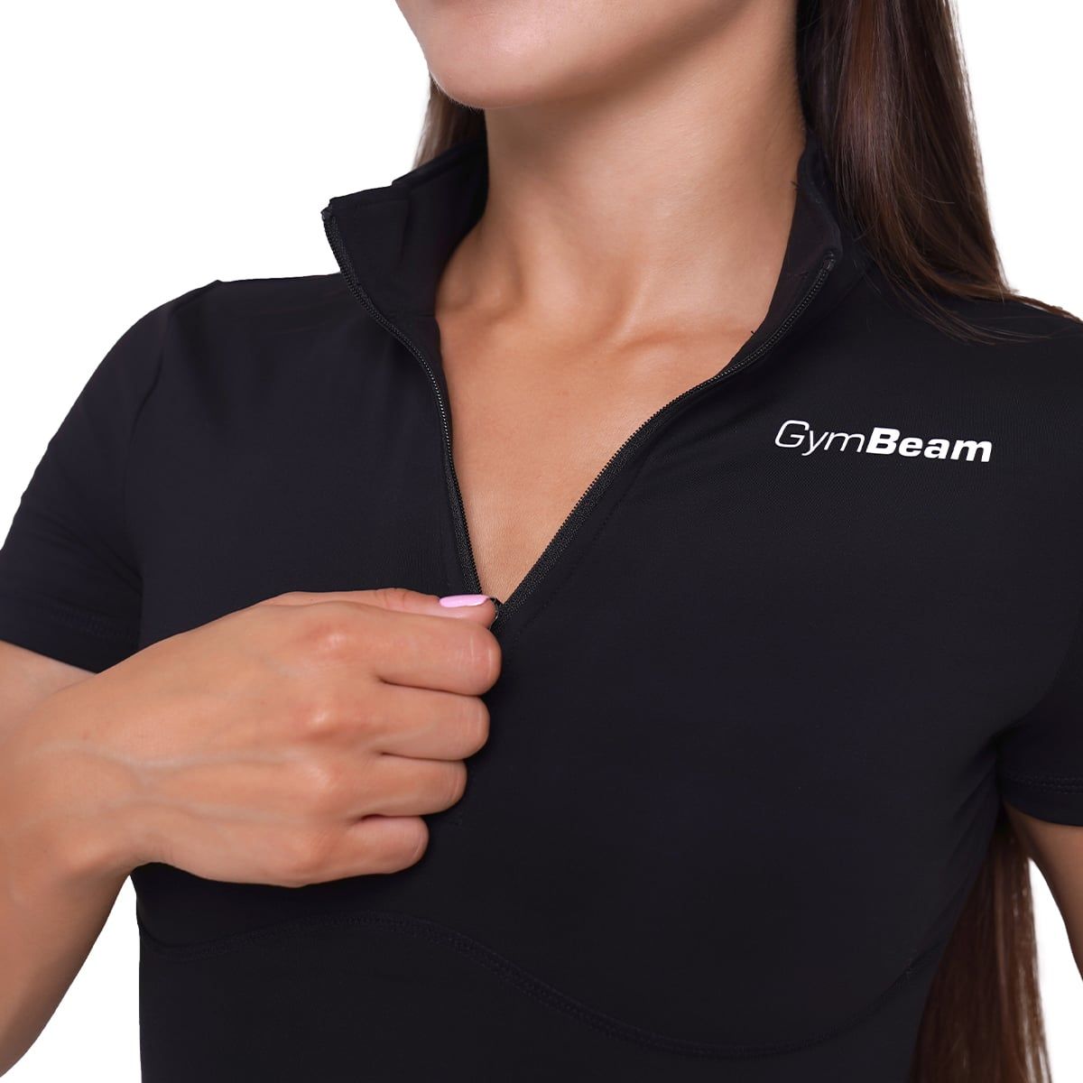 GymBeam T-shirt donna cropped Ignite nera slim a manica corta