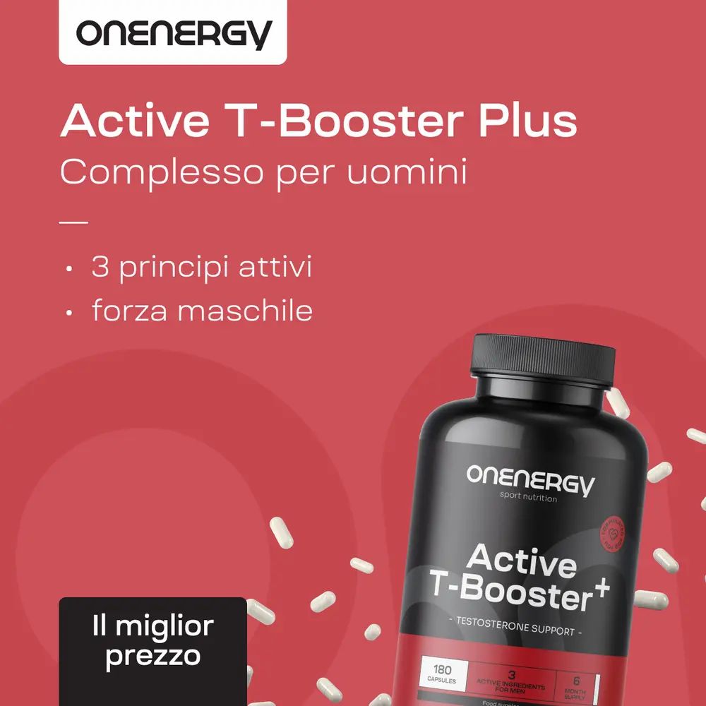 OnEnergy Active T-Booster Plus. "3 principi attivi, forza maschile."