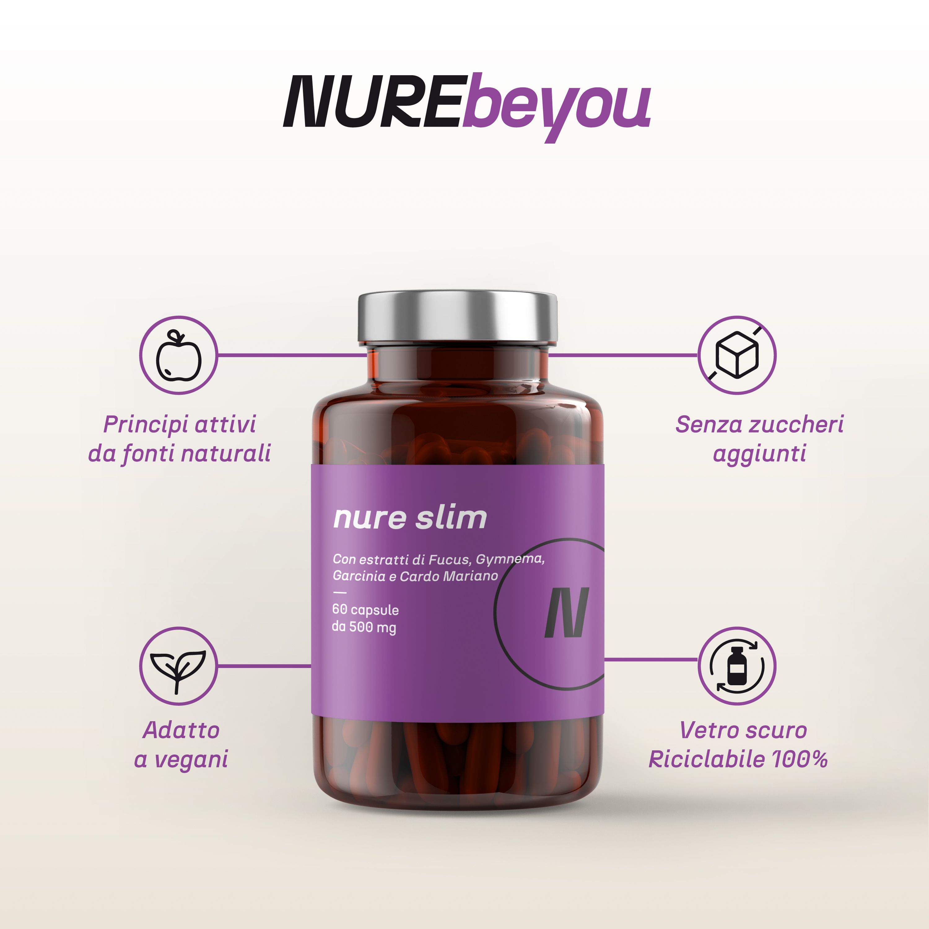 NURE Slim 60 cps da 500 mg - Integratore per il Controllo del Peso e Appetito