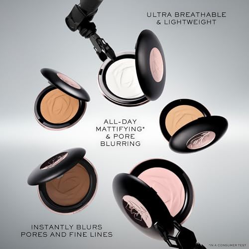 Diverse ciprie. Testo: All-Day Mattifying & Pore Blurring, Instant Blurs Pores and Fine Lines.